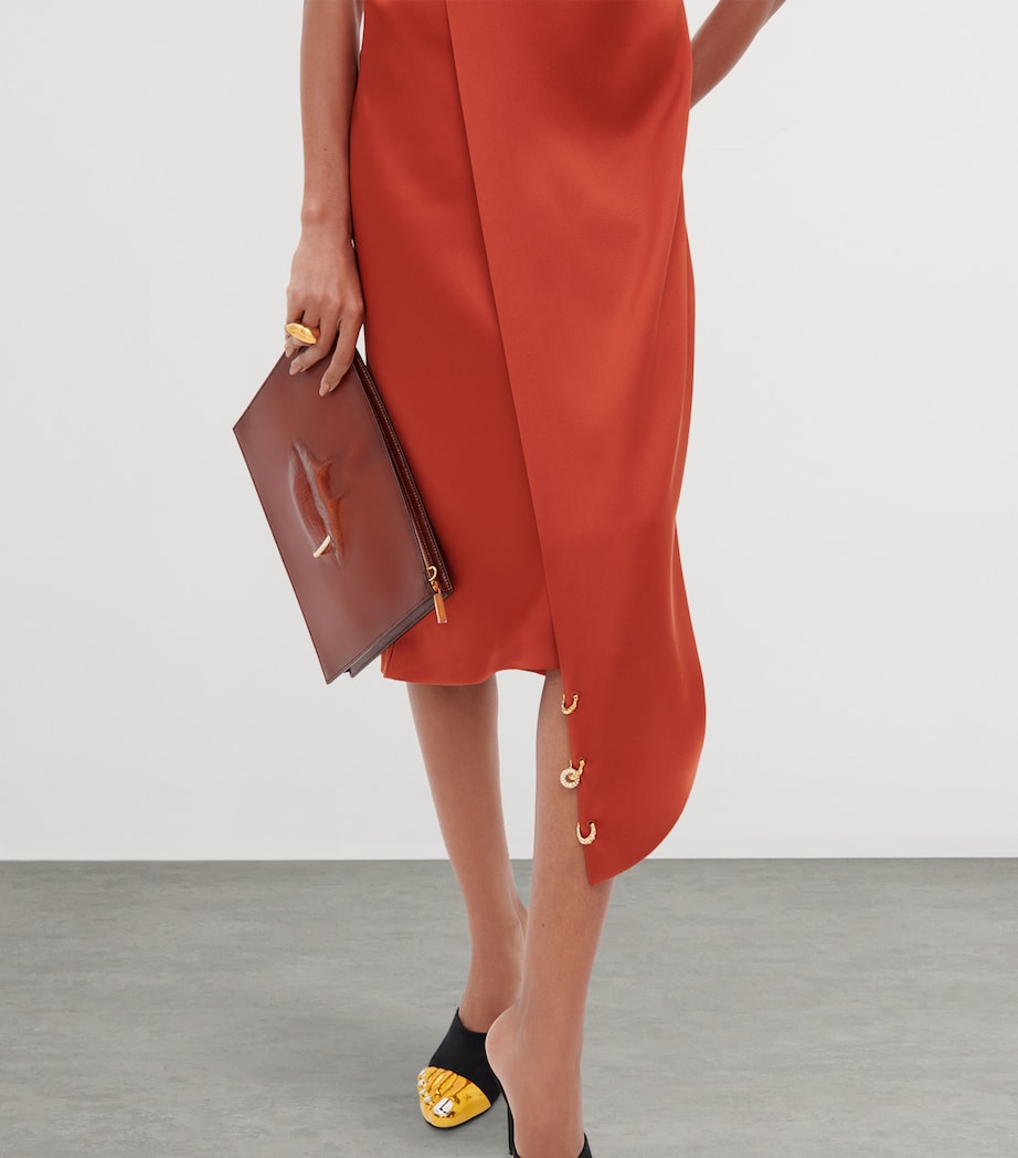 Schiaparelli Womens Silk Scarf Midi Dress Rust Image 3