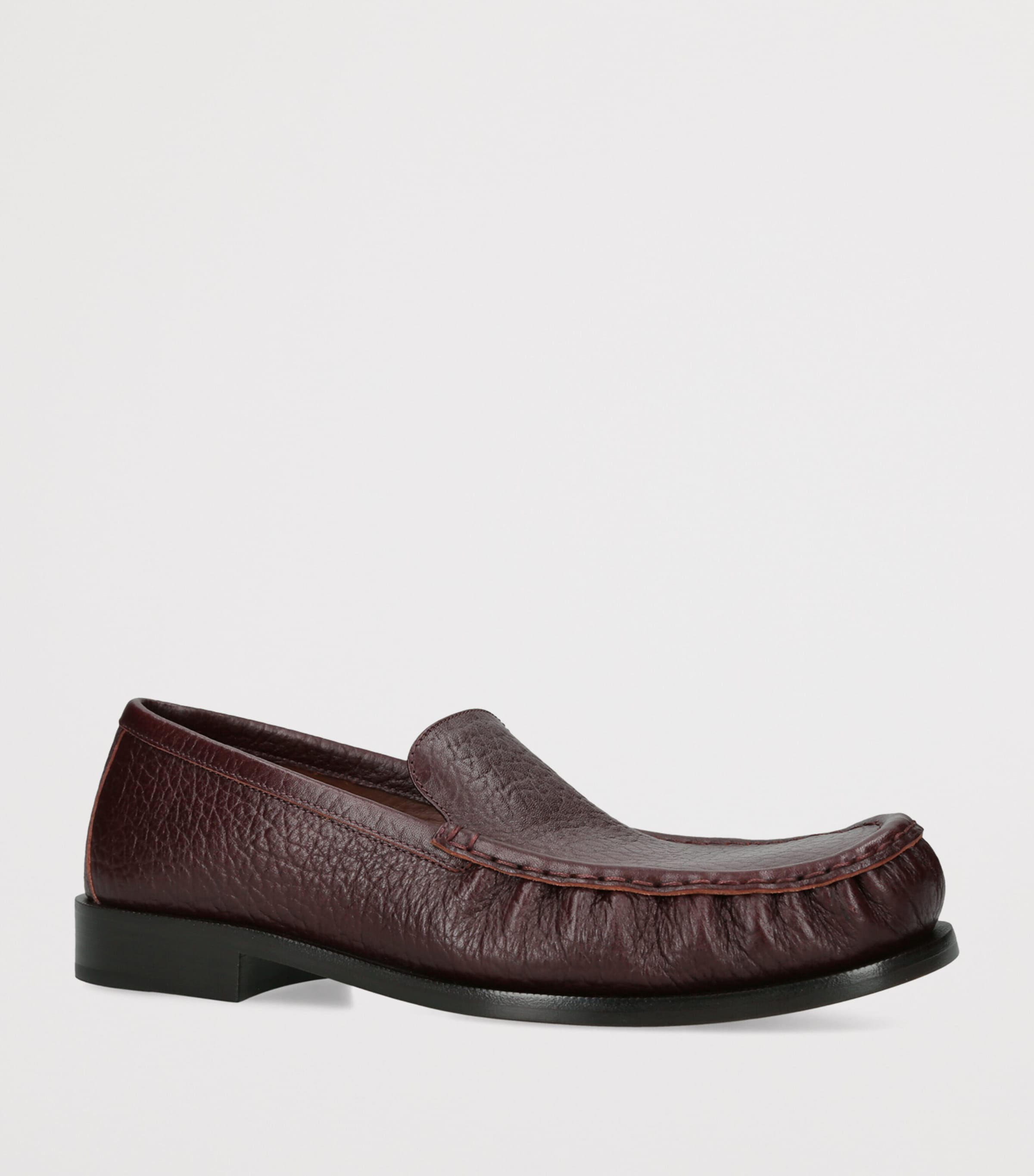 DRIES VAN NOTEN Leather Penny Loafers Wine Image 2