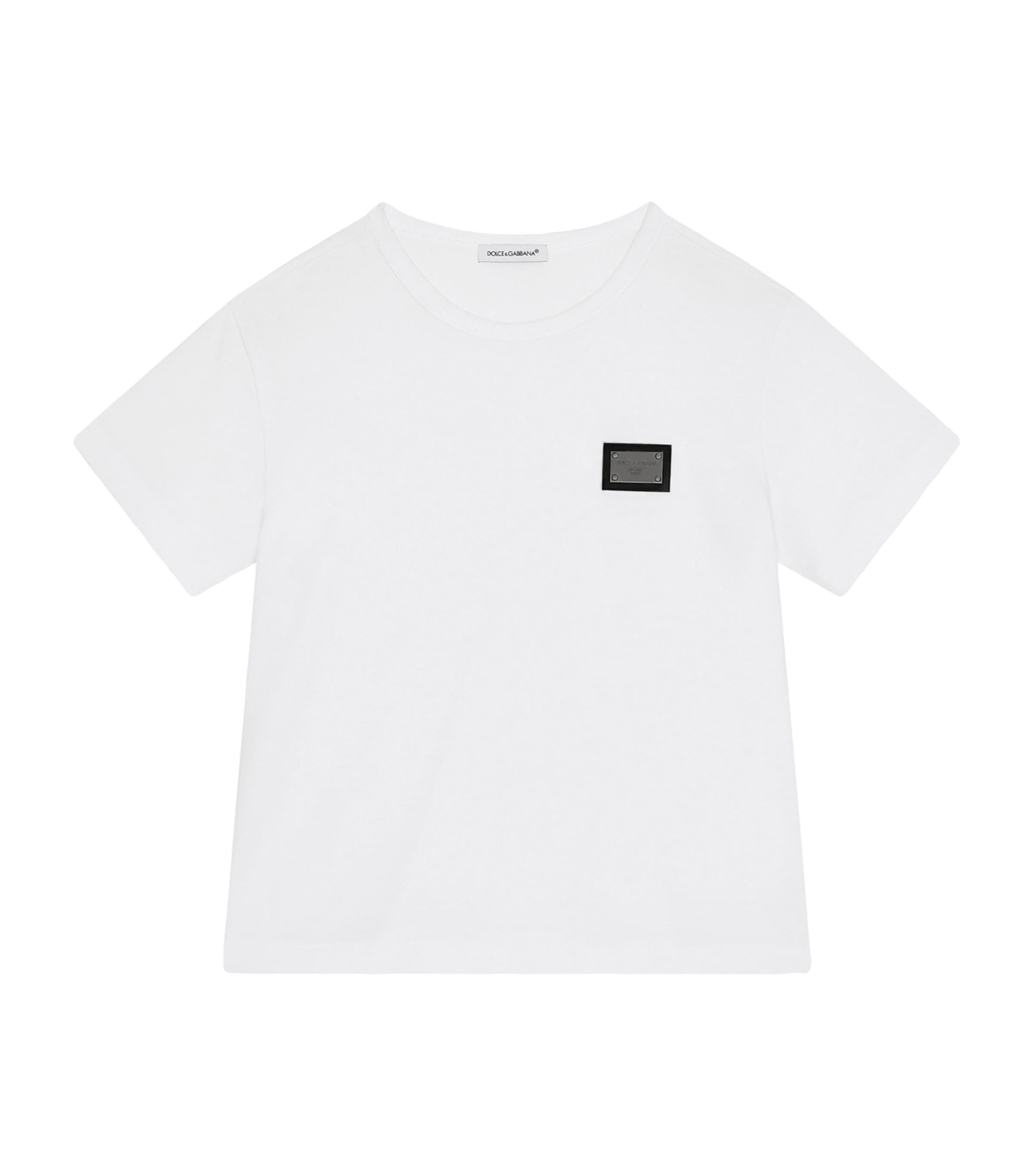 Dolce & Gabbana Kids' Jersey T-shirt With Logo Tag In White