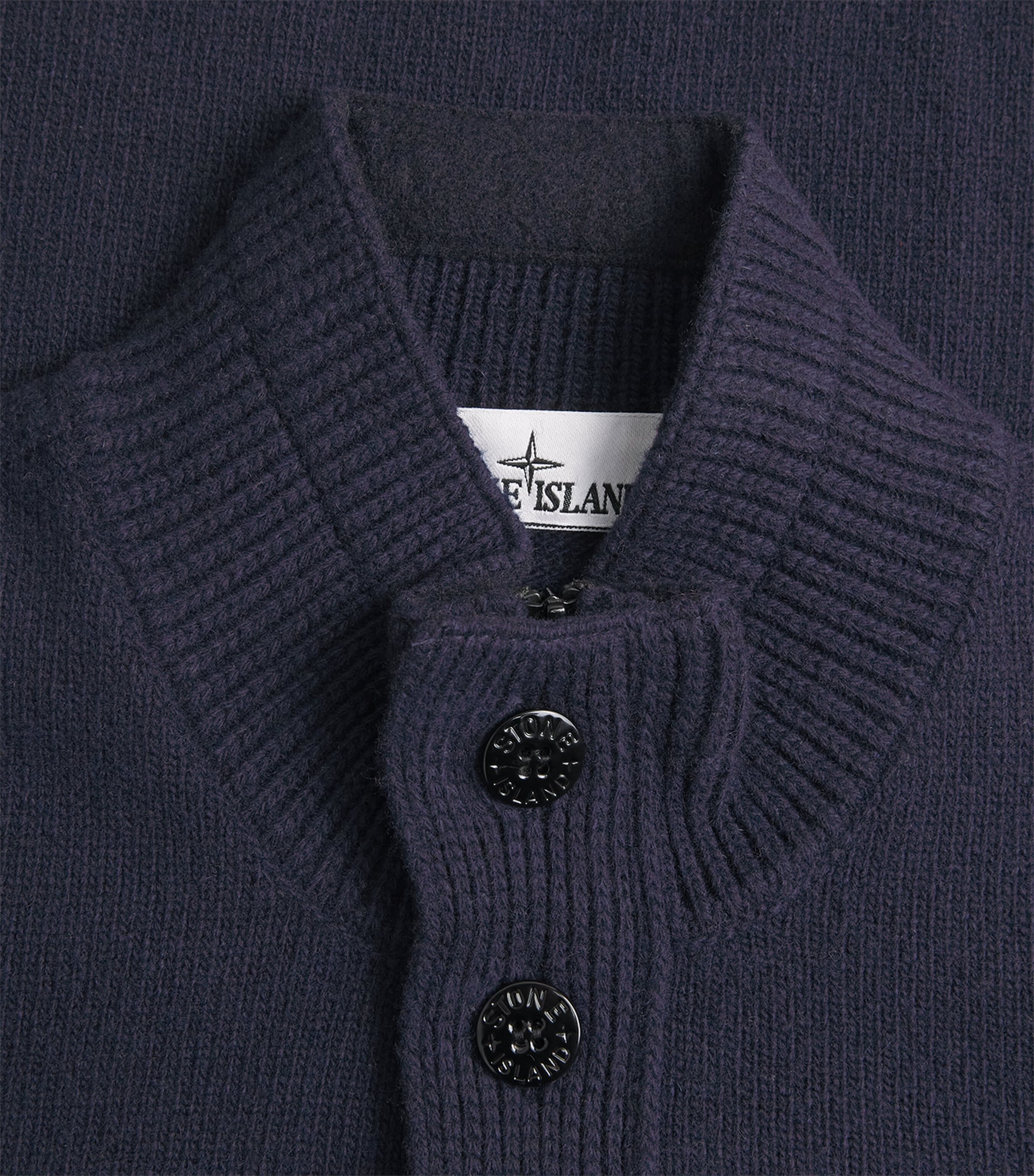 Stone Island Mens Wool-Blend Button-Up Sweater Image 6