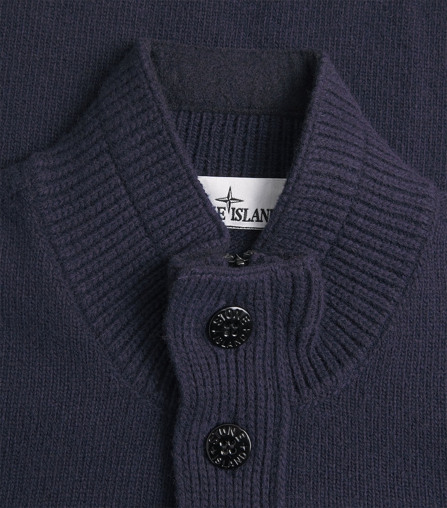 Stone Island Mens Wool-Blend Button-Up Sweater Image 6
