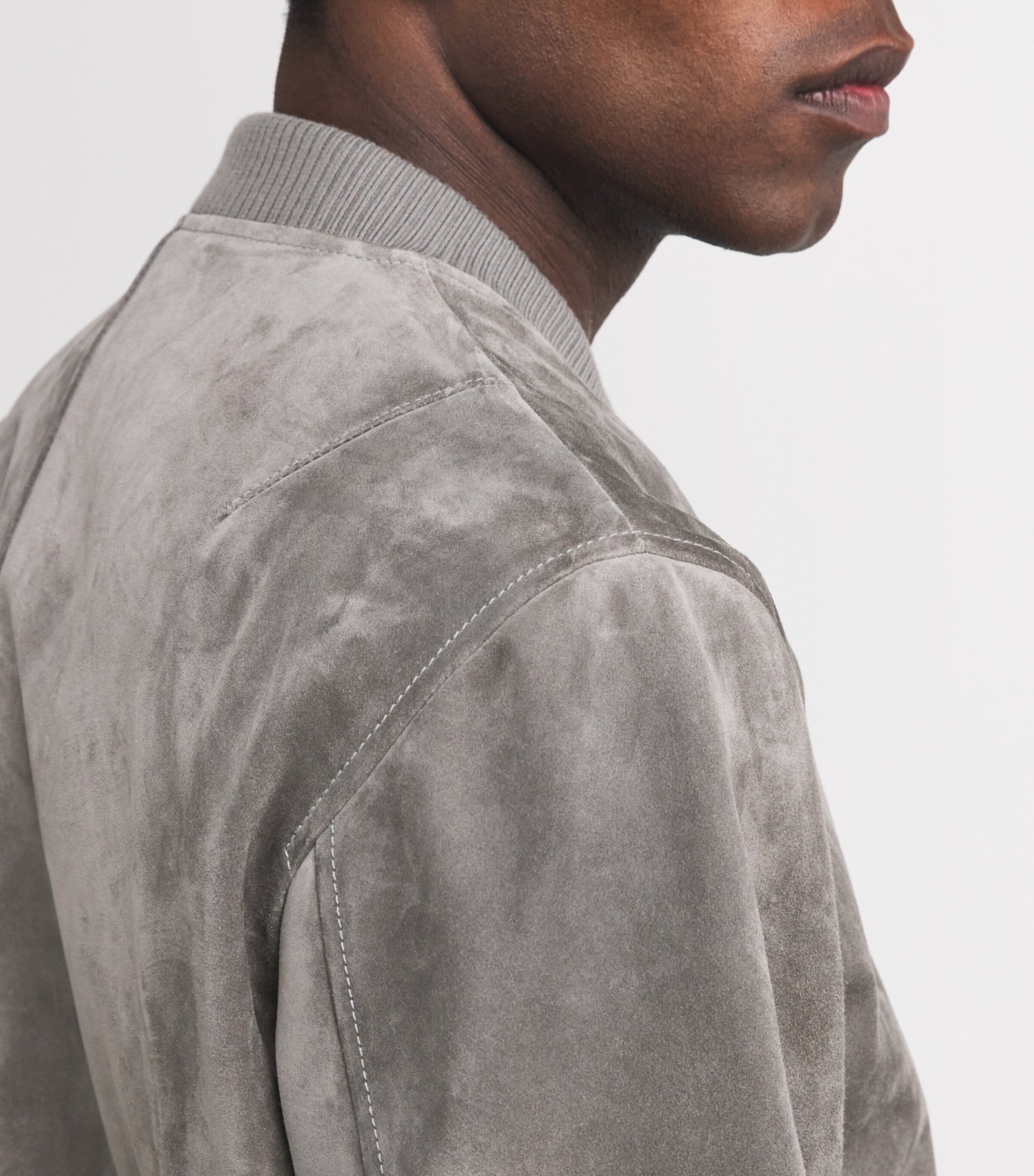 Suede Varsity Jacket SMOKE GREY Image 6