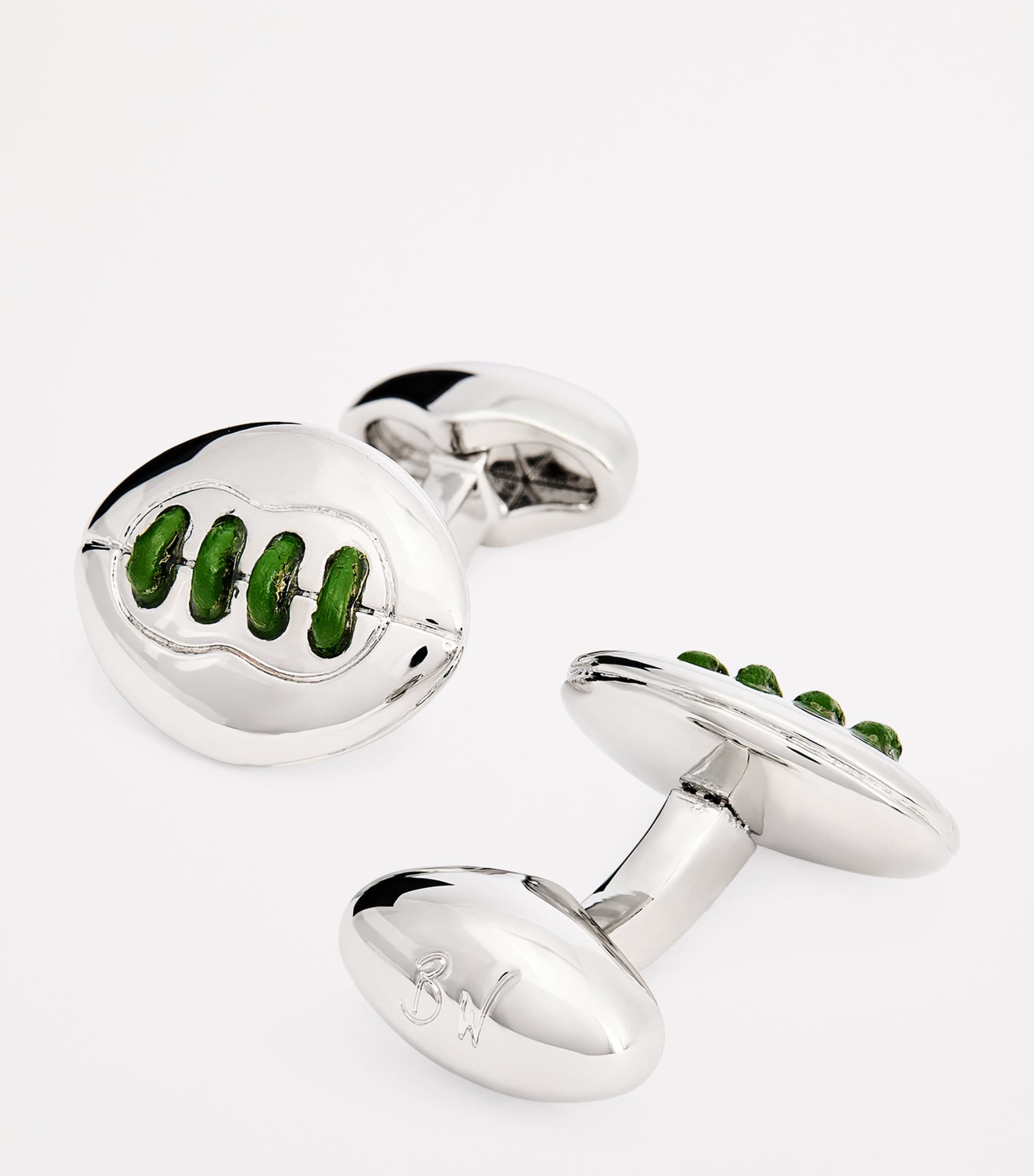 Babette Wasserman Thread-Detail American Football Cufflinks Silver Image 6