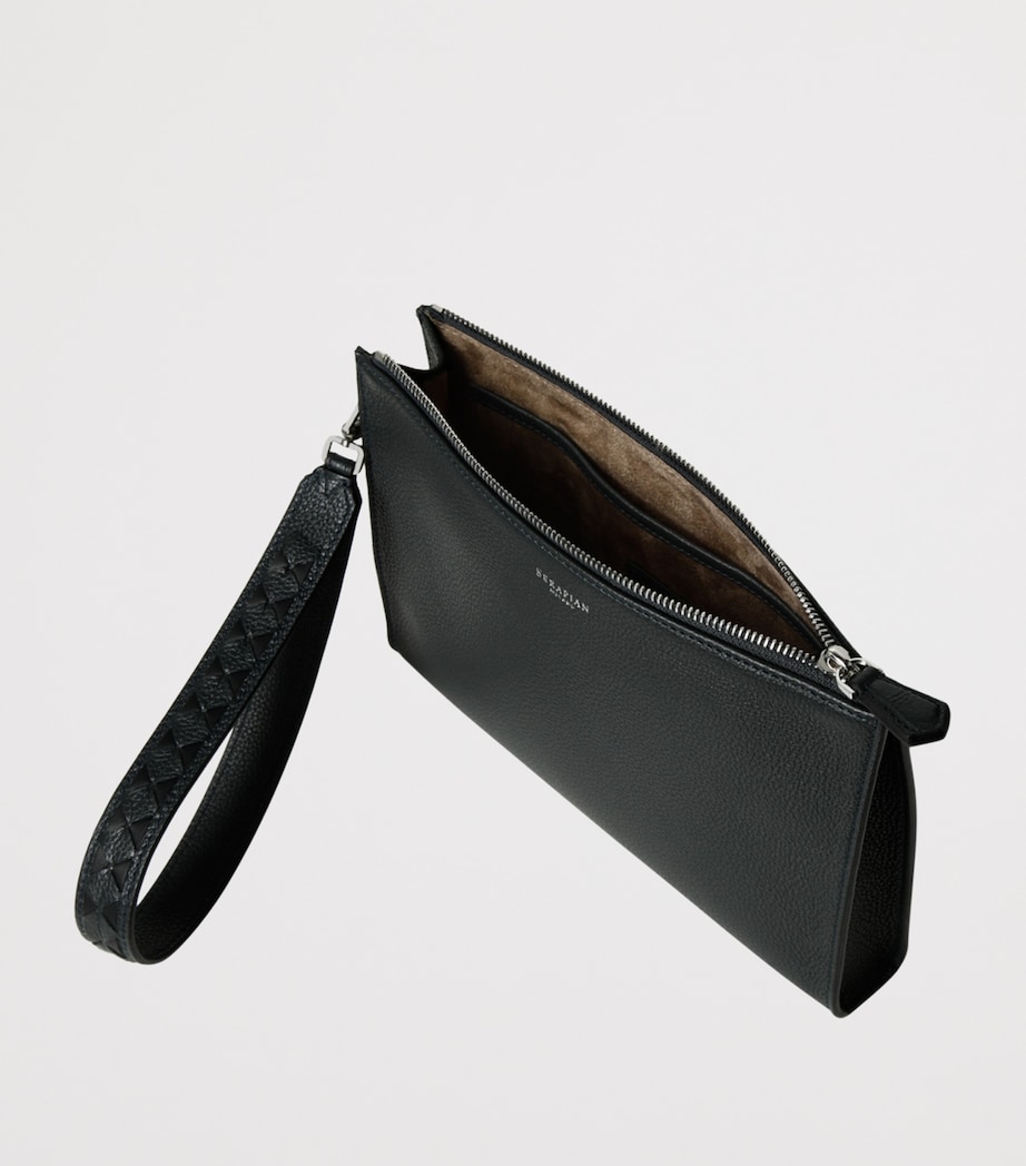 Cachemire Leather Clutch Bag BLACK Image 3