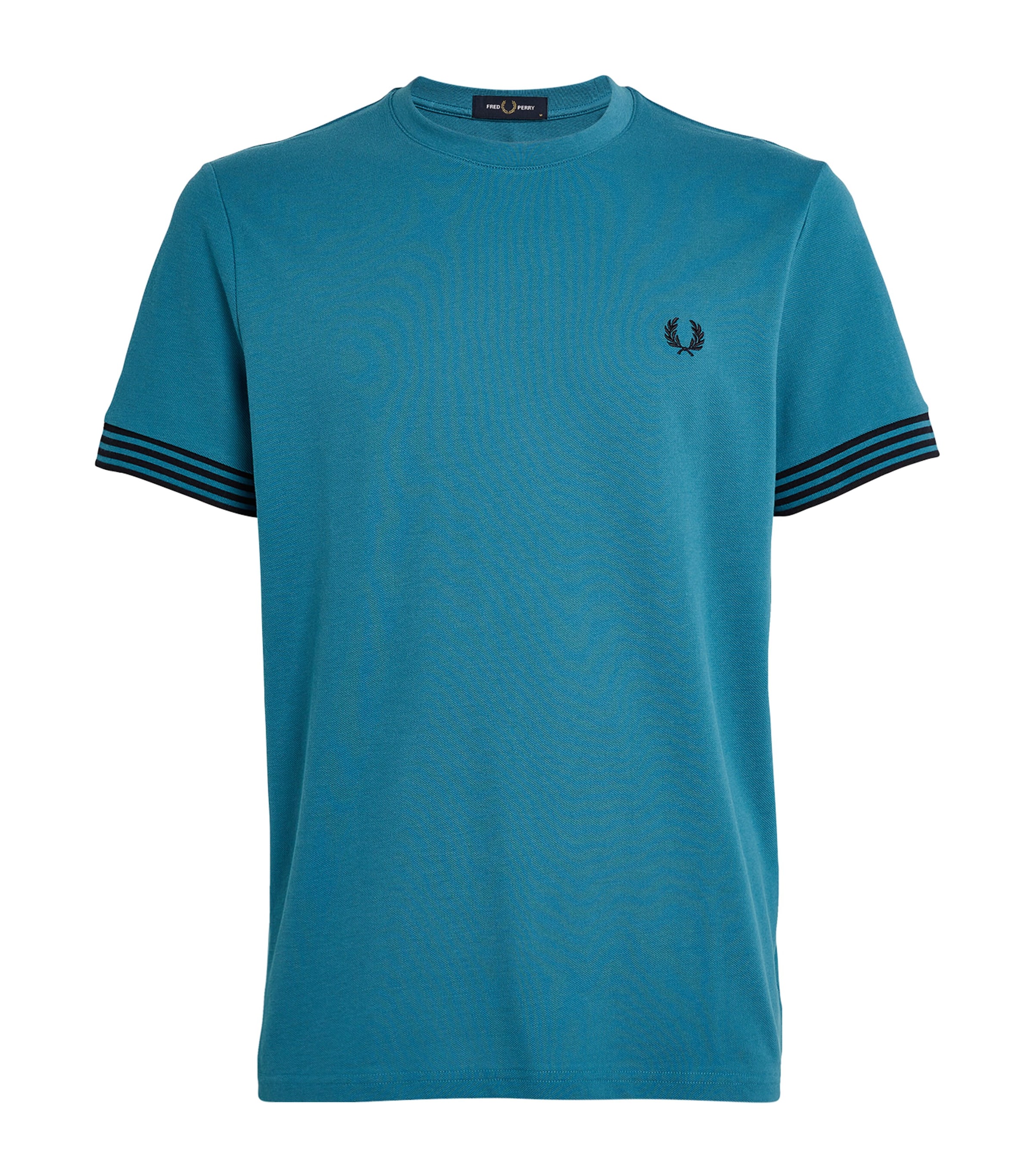 Shop Fred Perry Cotton Striped Cuff T-shirt In Blue