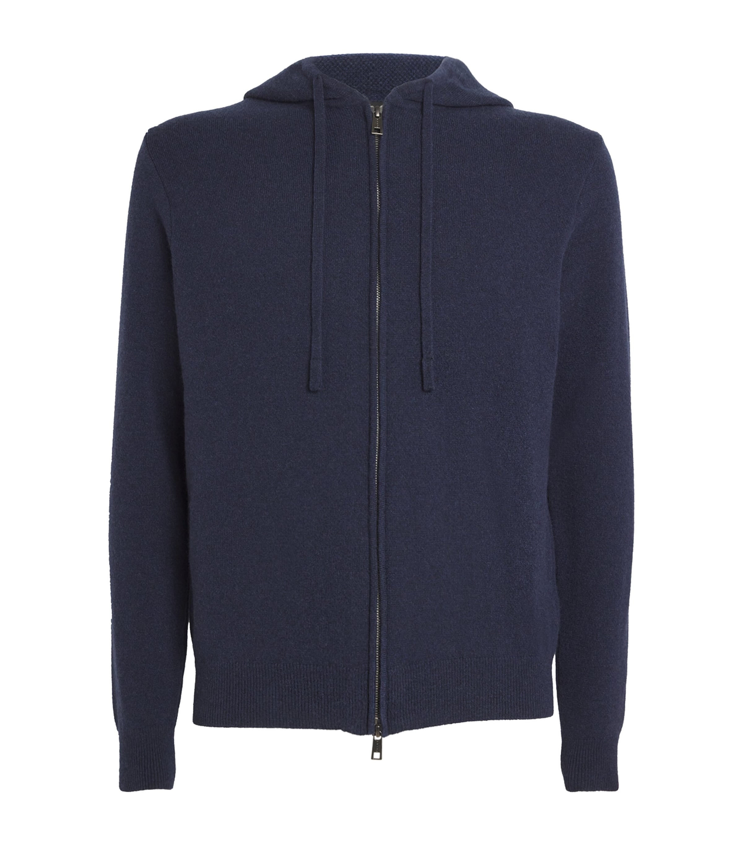 Falke Wool-cashmere Zipped Hoodie In Navy