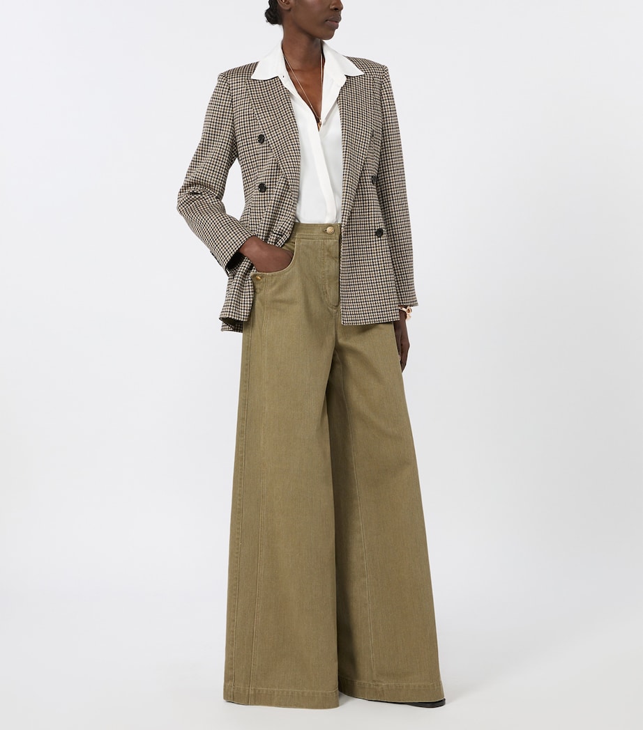 Max Mara Womens Wide-Leg Jeans Kaki Image 2