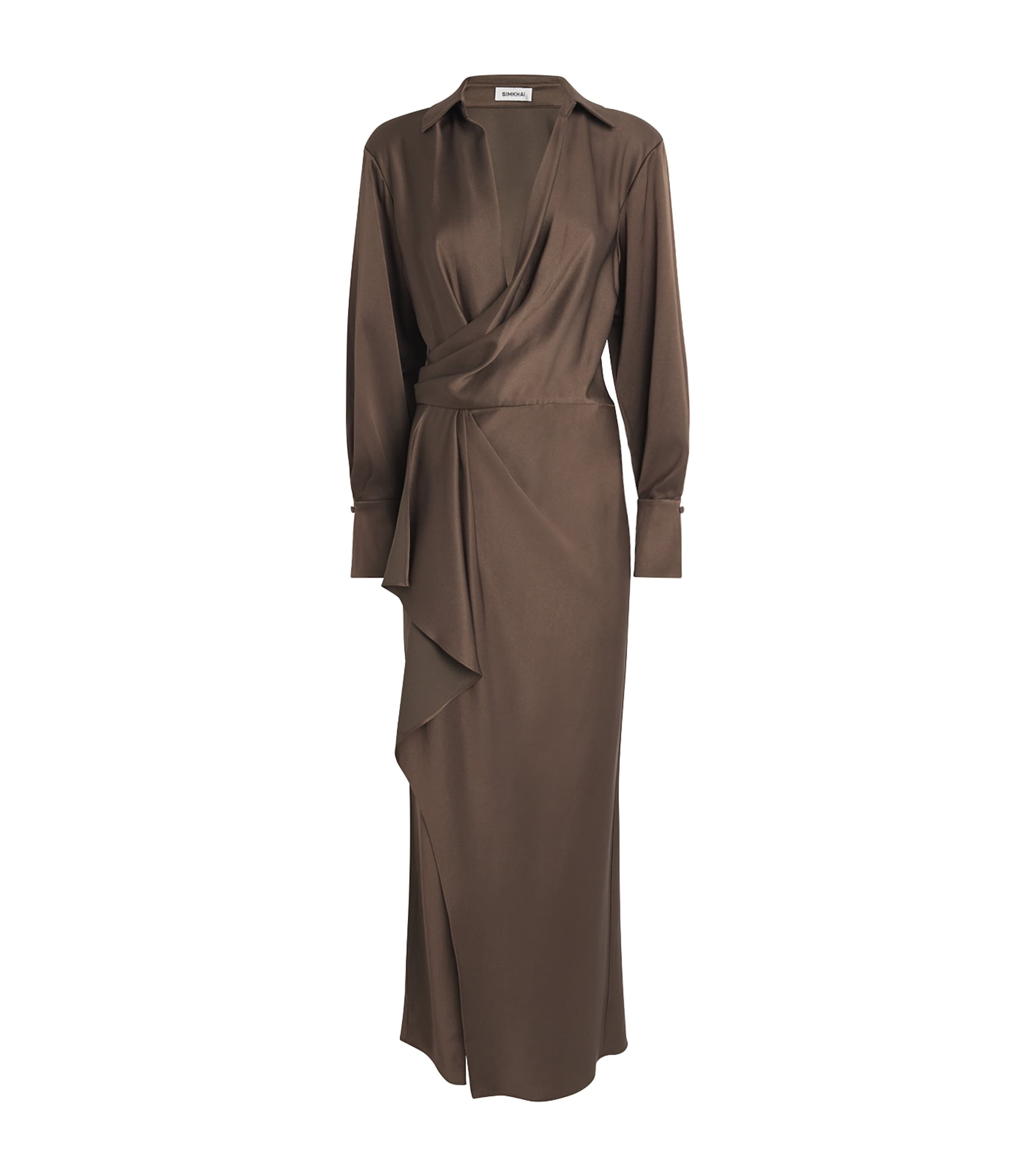 Satin Draped Talita Midi Dress COCOA Image 1
