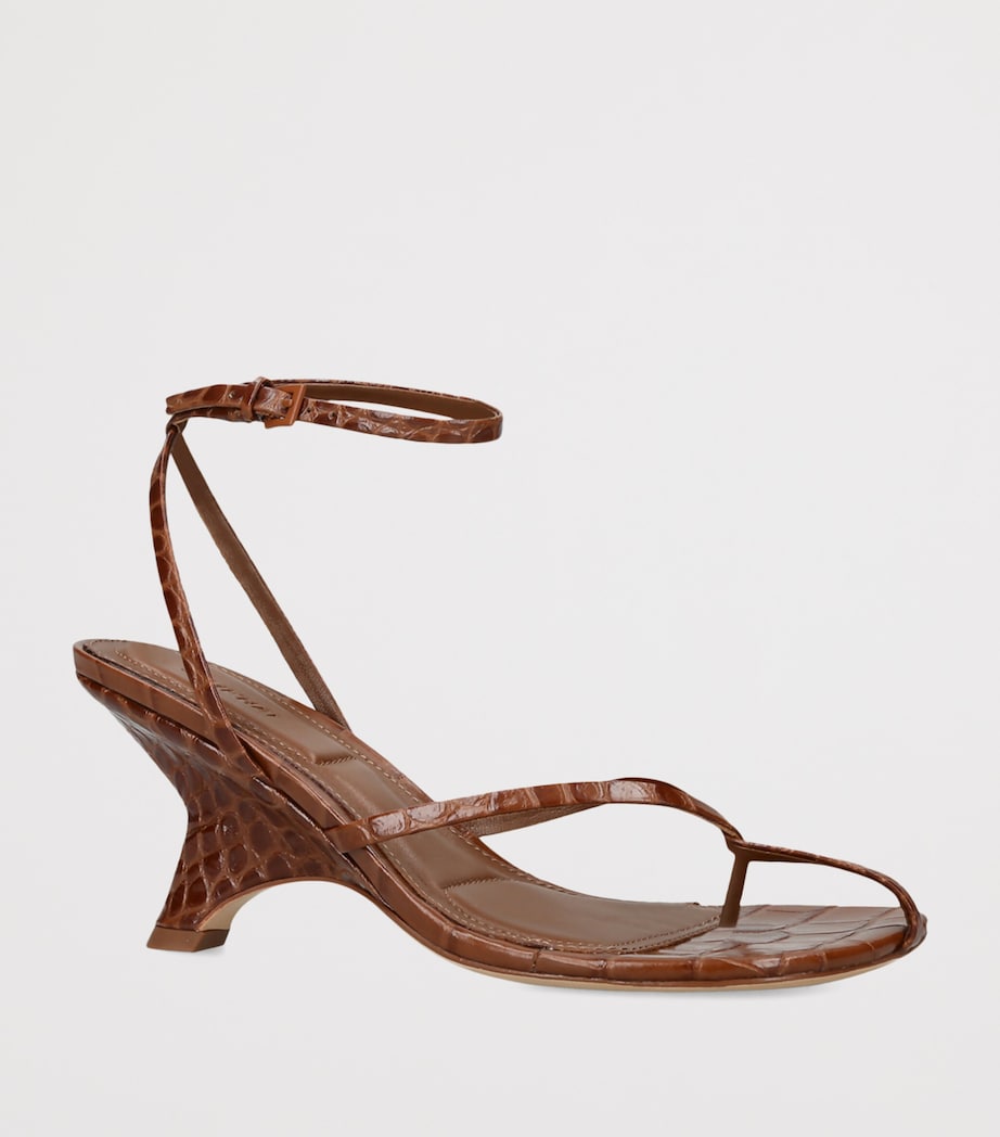 Simkhai Croc-Embossed Leather Kelsey Heeled Sandals 75 Tan Image 2