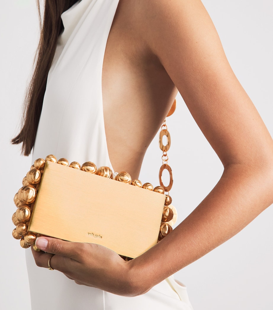 Cult Gaia Beaded Eos Clutch Bag Brushed Brass Image 2