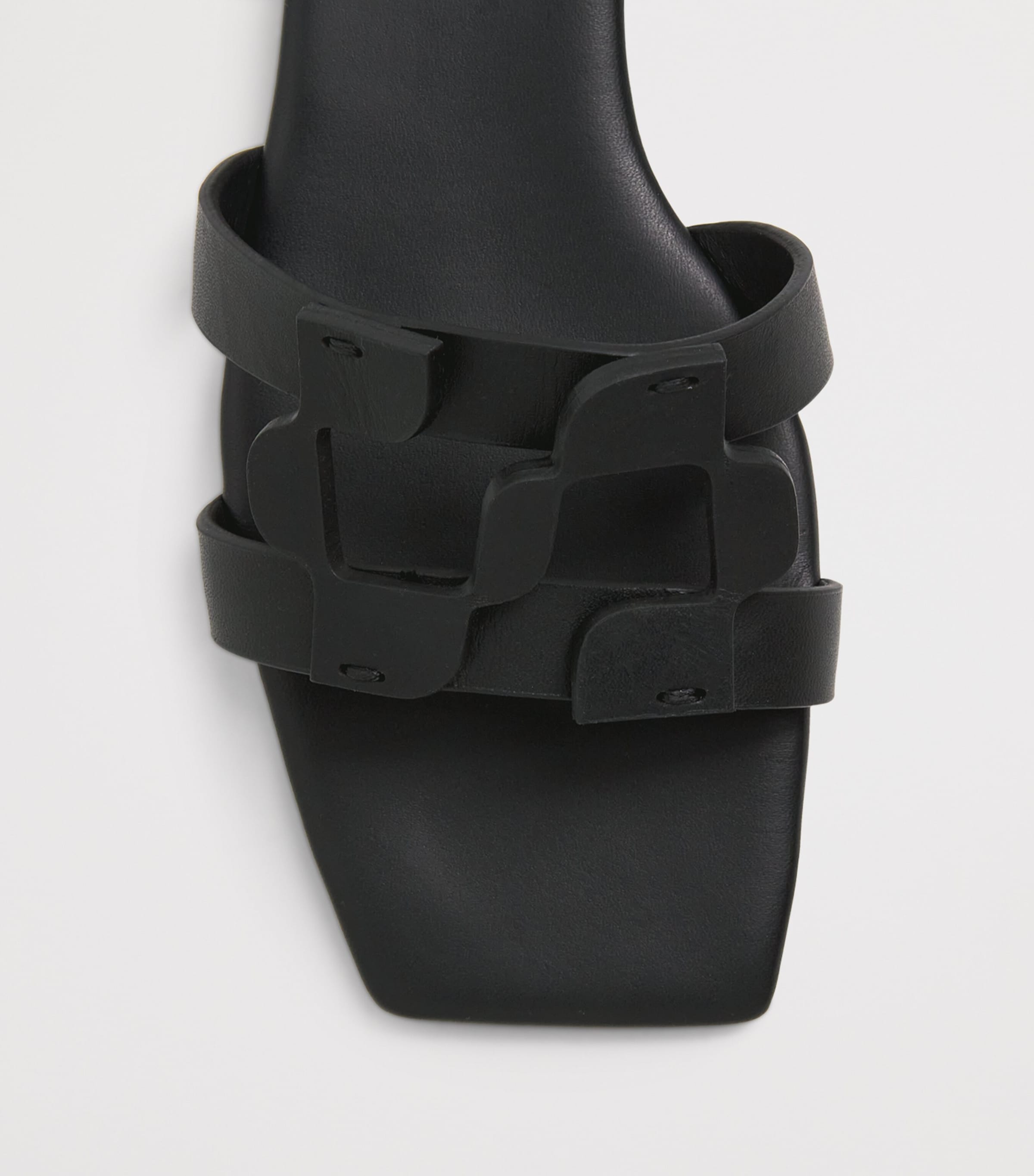 Leather Monogram Slides BLACK Image 5