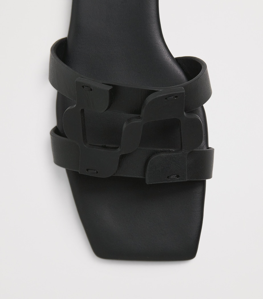 Leather Monogram Slides BLACK Image 5