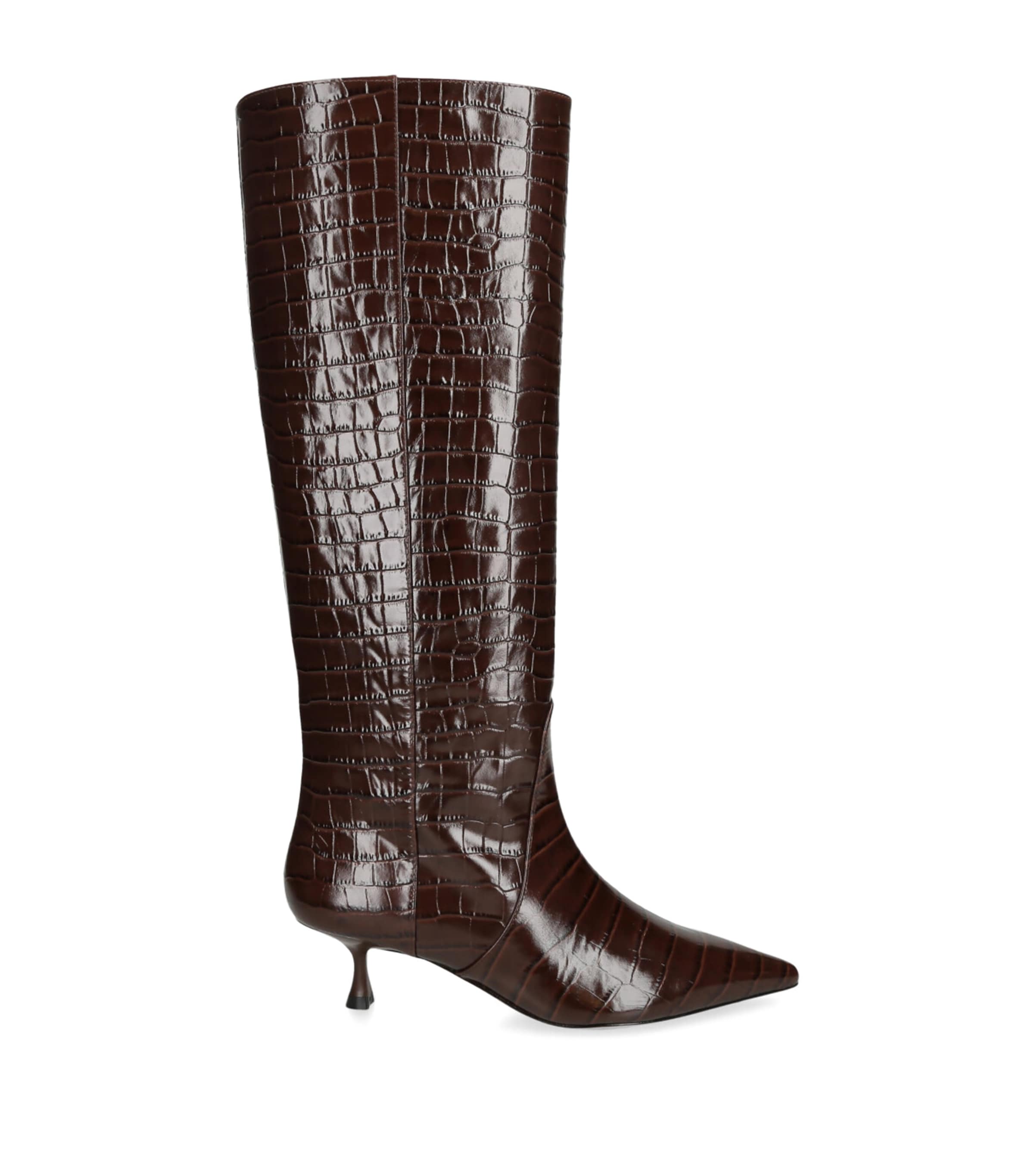 Shop Stuart Weitzman Leather Naomi Knee-high Boots 50 In Brown