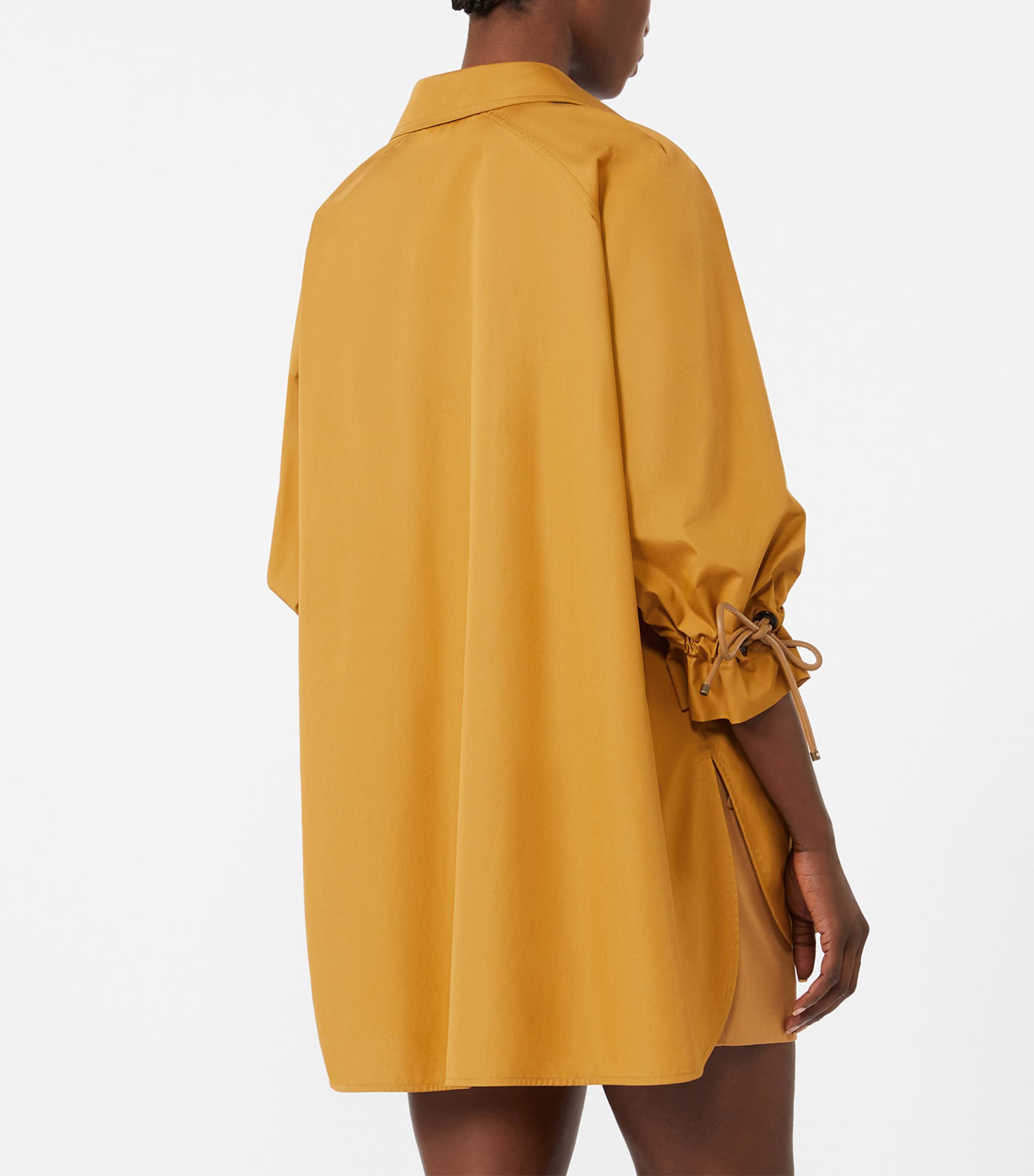 Max Mara Womens Cotton Poplin Drawstring Blouse Earth Image 4