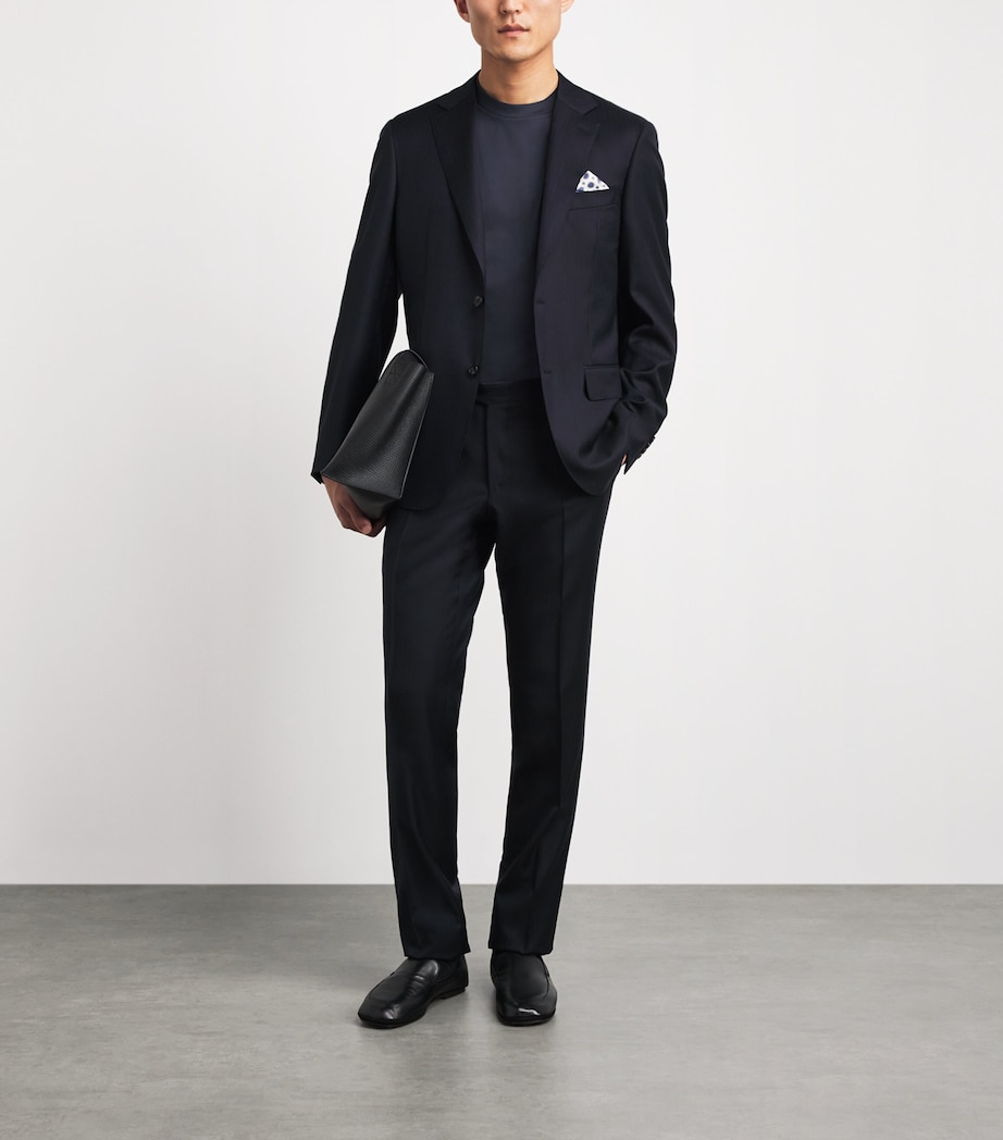 Canali Mens Cotton T-Shirt Navy Image 2