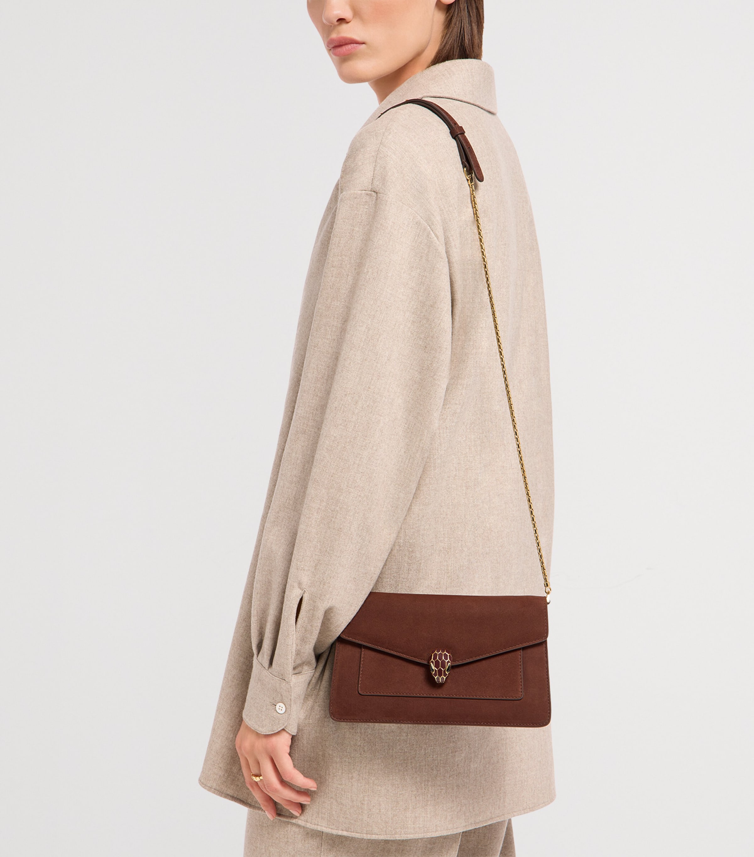 Nubuck Leather Serpenti Forever Cross-Body Bag BROWN Image 6