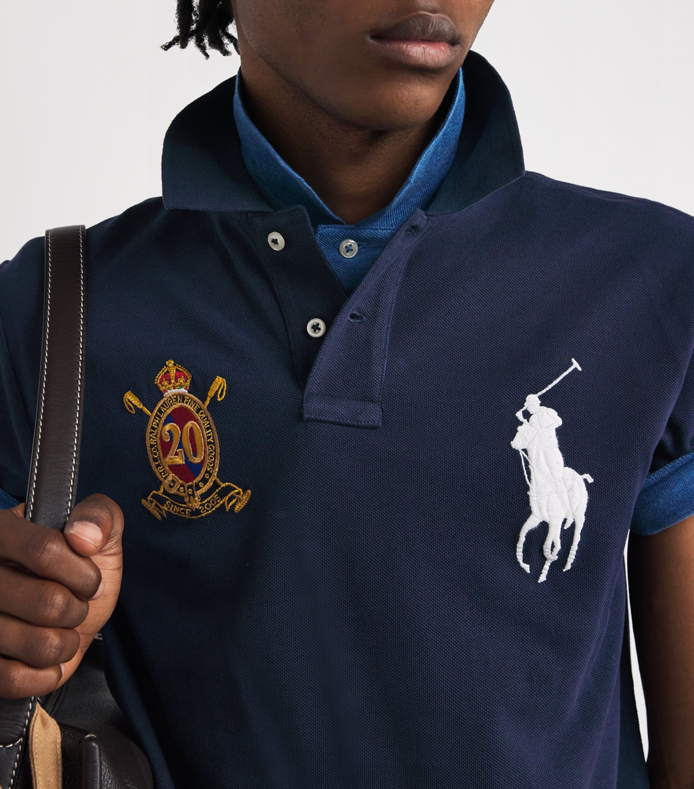 Polo Ralph Lauren Navy 20th Anniversary Crest Polo Shirt | Harrods US