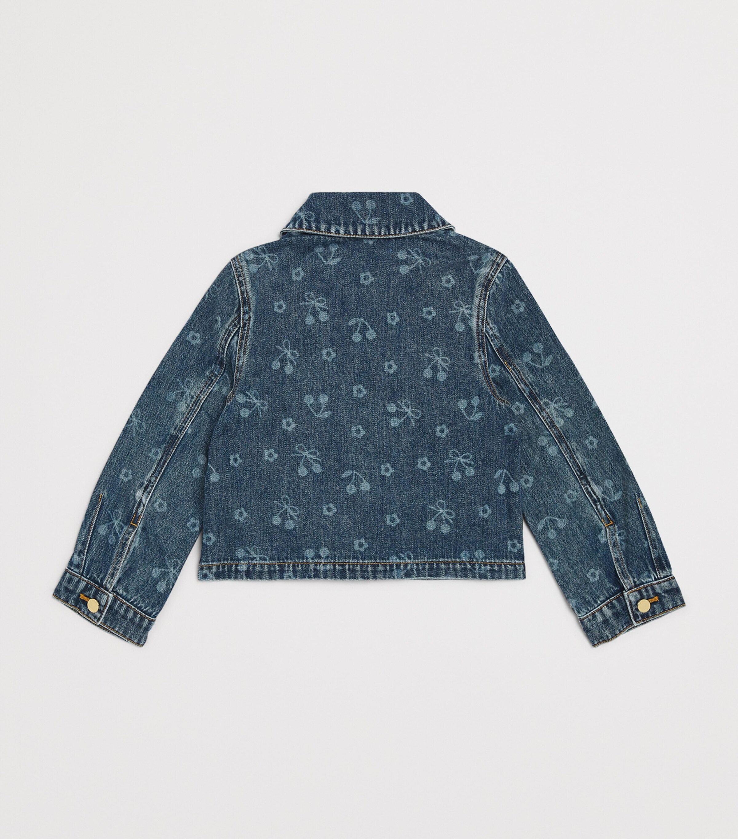 Self-Portrait Kids Cherry Print Denim Jacket (3-12 Years) Blue Image 2