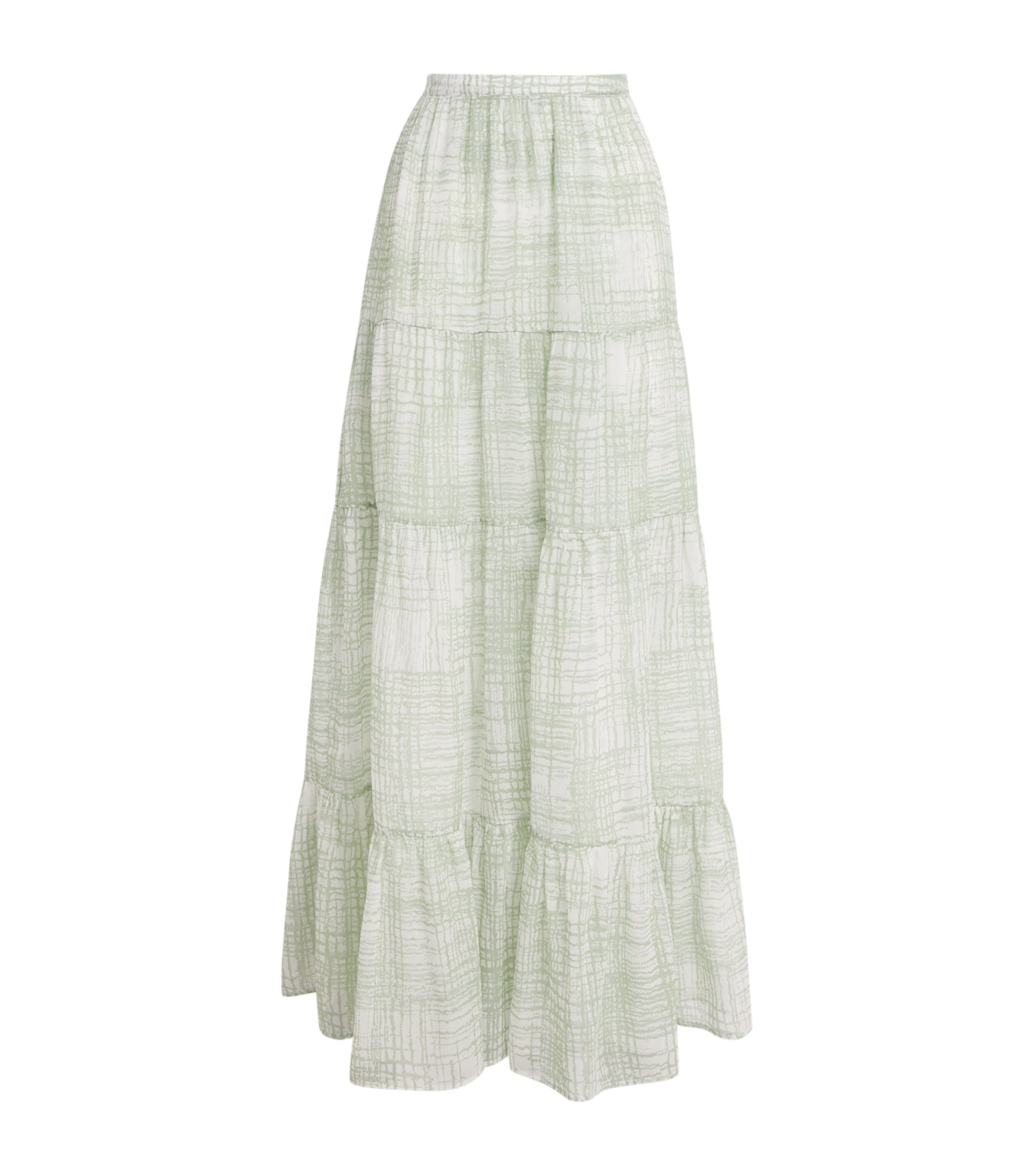 Kiton Womens Silk Printed Midi Skirt Mint Green Image 1