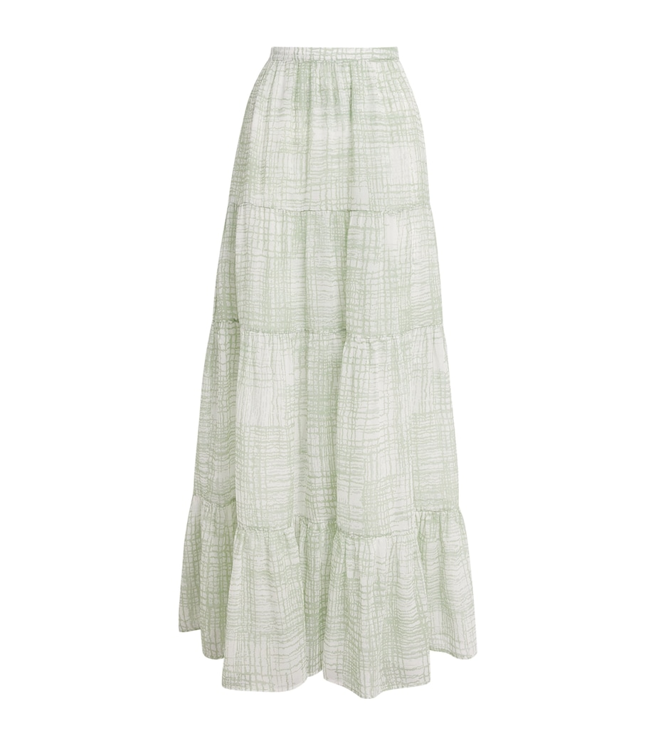 Kiton Womens Silk Printed Midi Skirt Mint Green Image 1