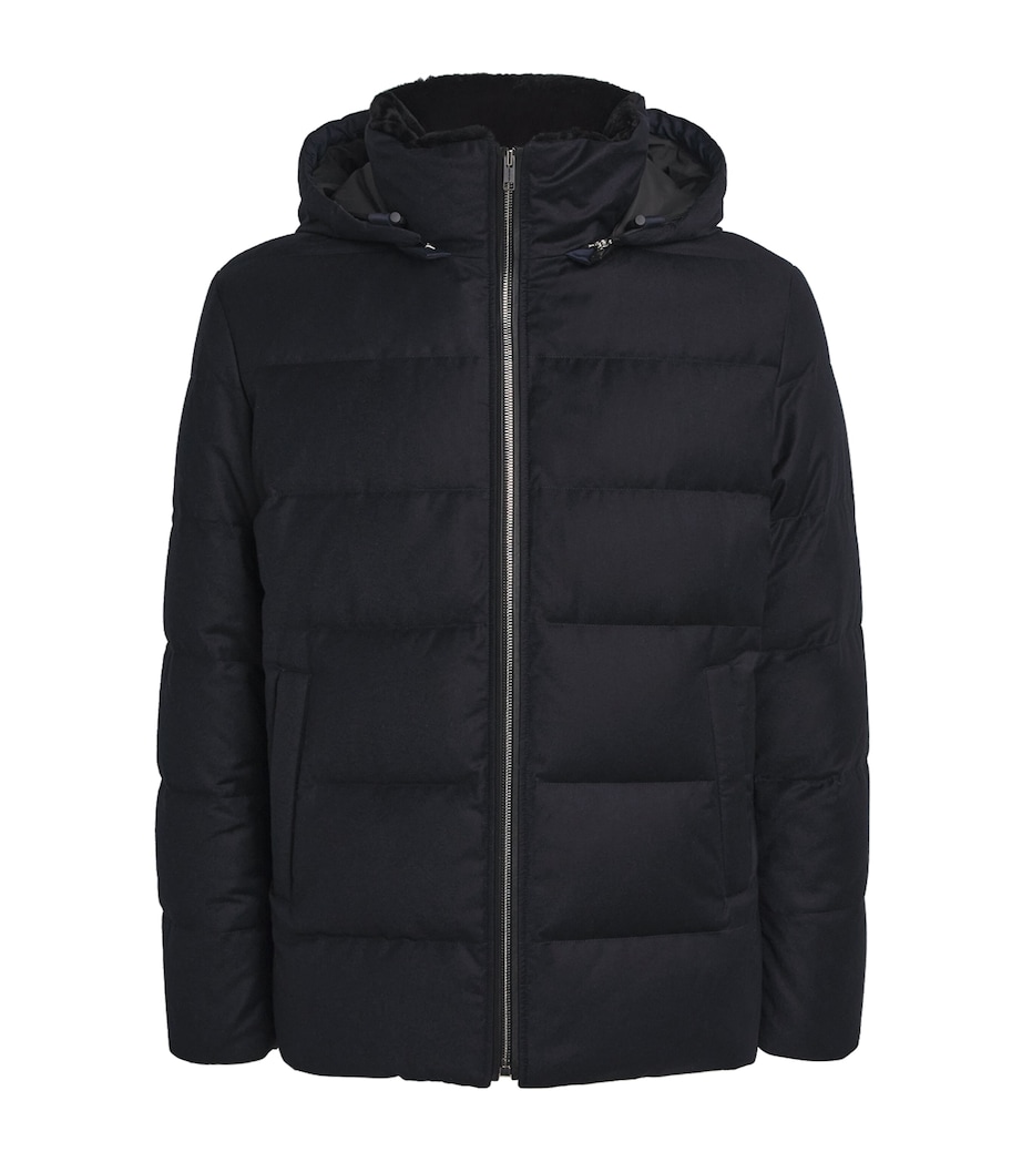 Wool-Silk Green Storm System Mink-Trim Puffer Jacket B2335 NAVY/NOIR Image 1