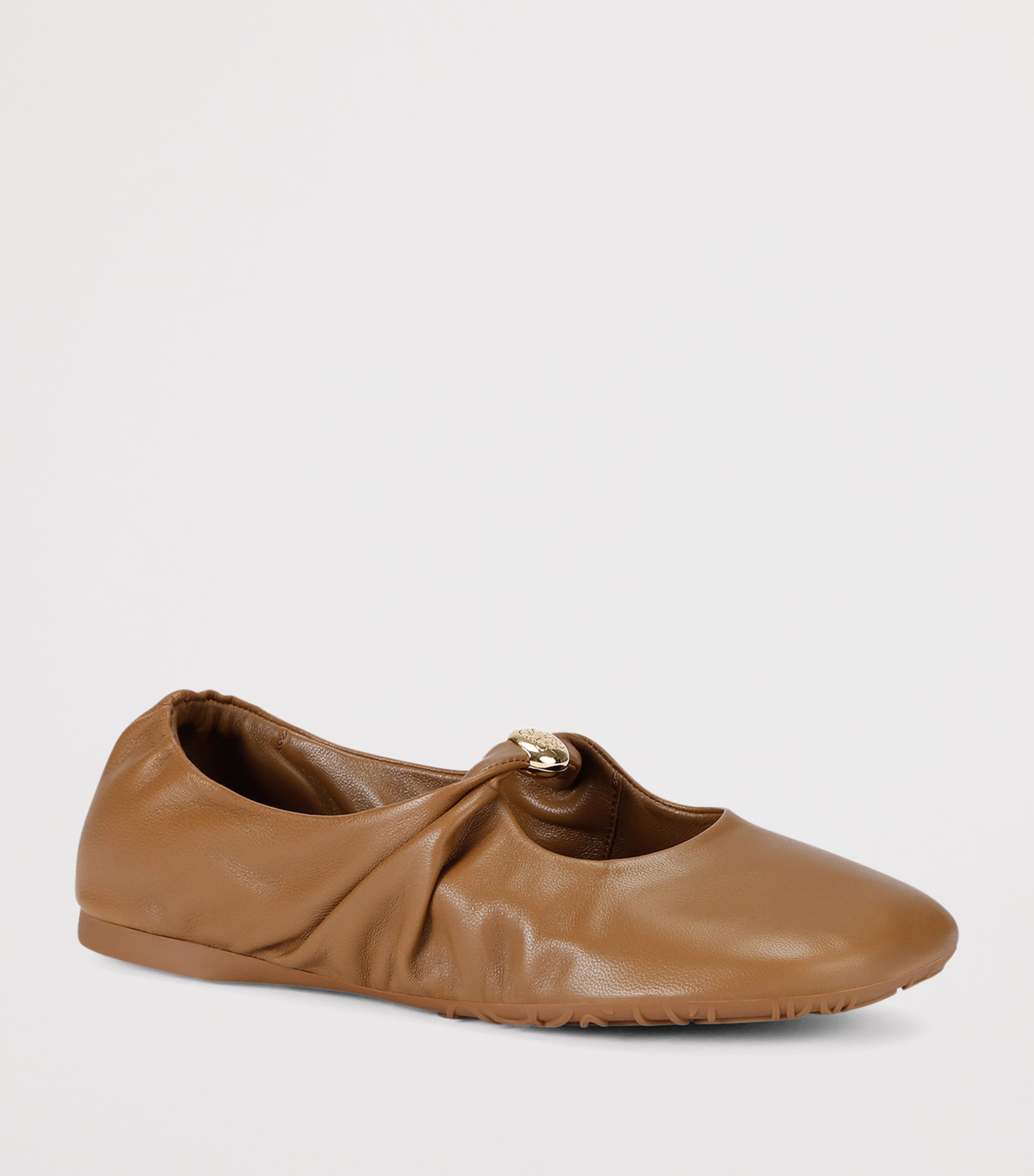 LOEWE Leather Pebble Soft Ballet Flats Mid Brown Image 3