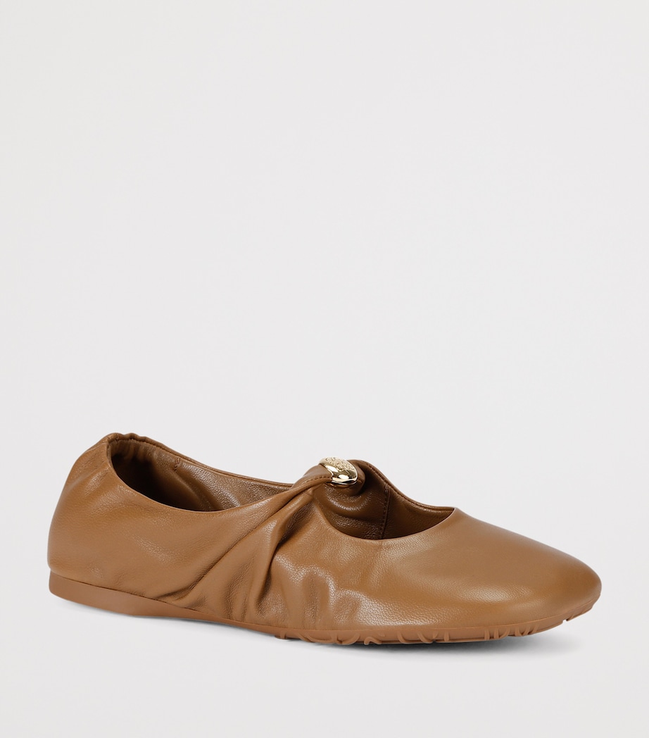 LOEWE Leather Pebble Soft Ballet Flats Mid Brown Image 3