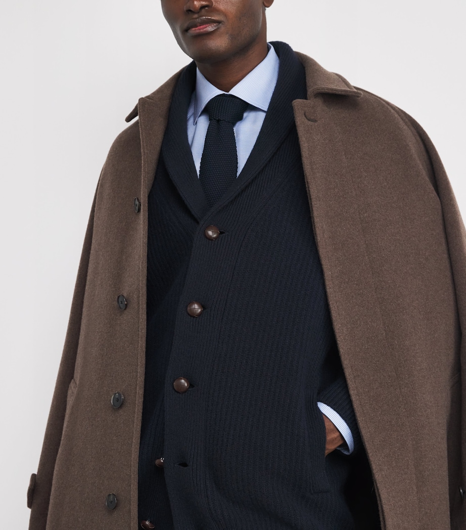 Wool Shawl-Collar Cardigan NAVY BLUE Image 6