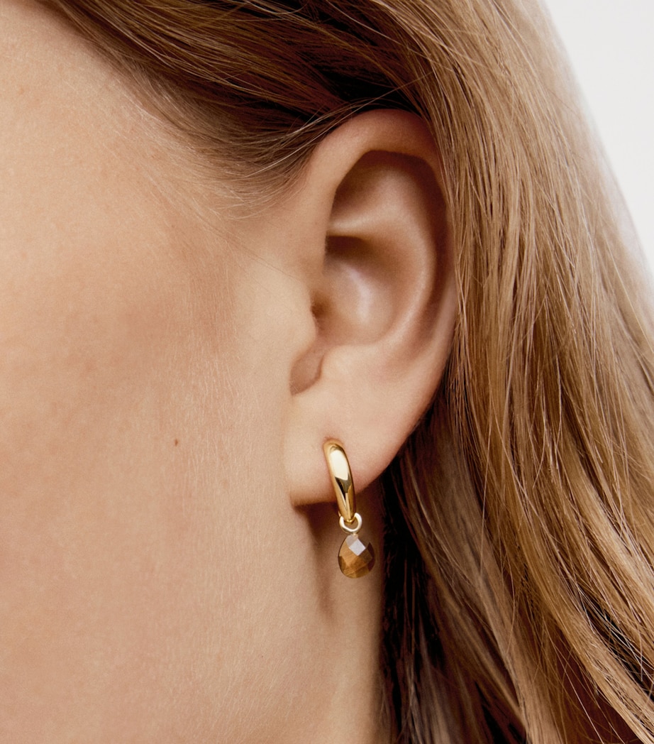 Monica Vinader Gold Vermeil and Tiger’s Eye Nura Huggie Earrings Gold Vermeil Image 2