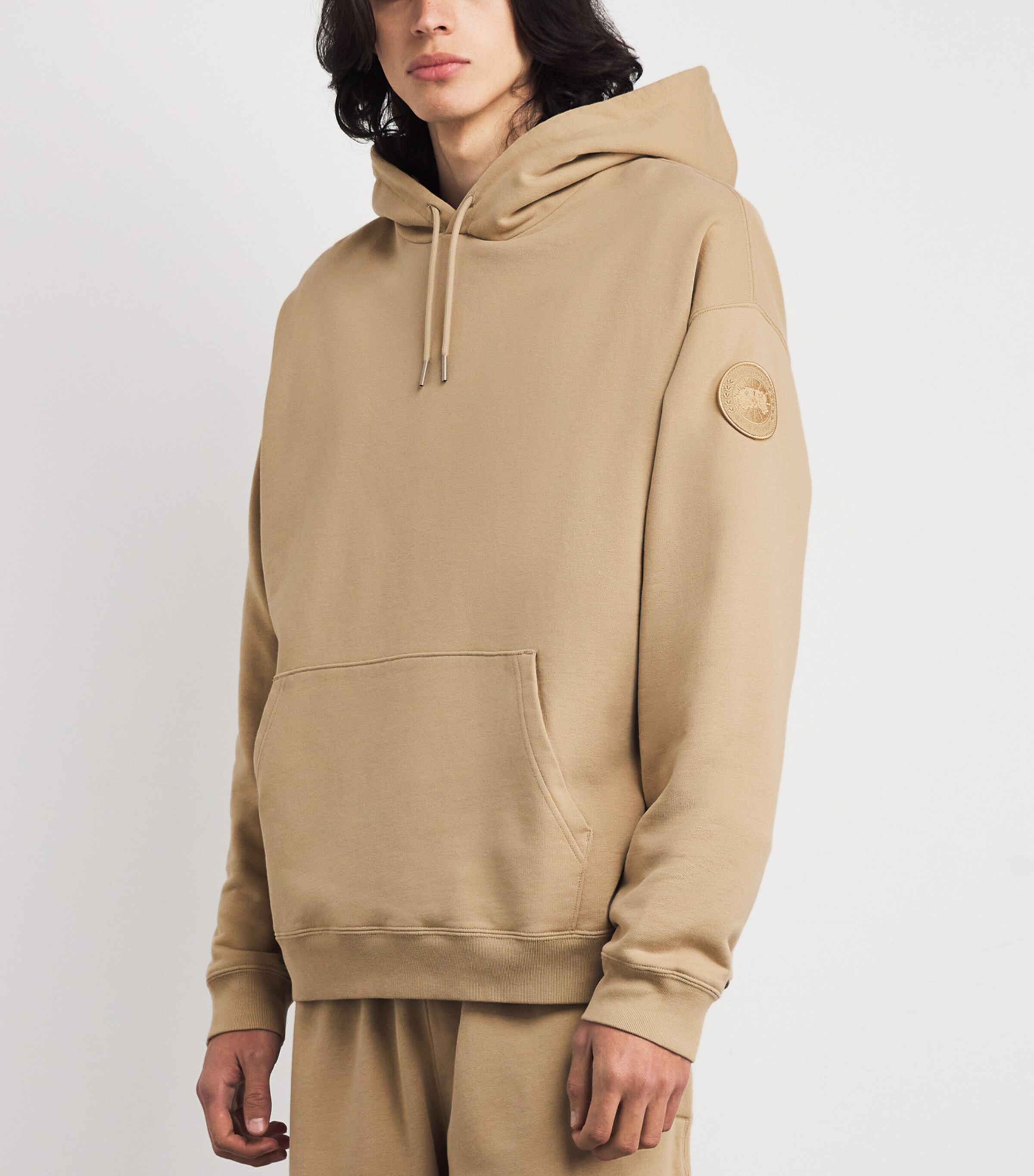 Canada Goose Mens Organic Cotton Tonal Rove Hoodie Ecru Beige Image 3