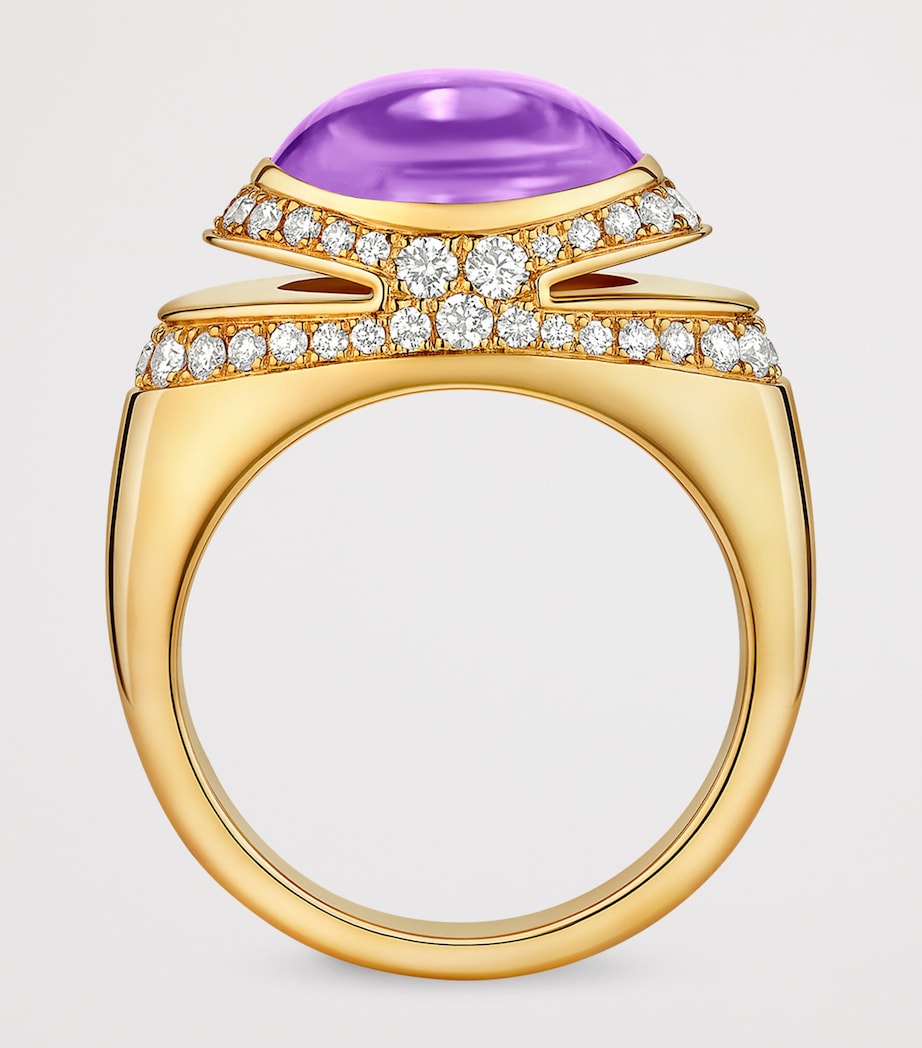 Bvlgari Yellow Gold, Diamond and Amethyst Cabochon Ring Gold Image 2