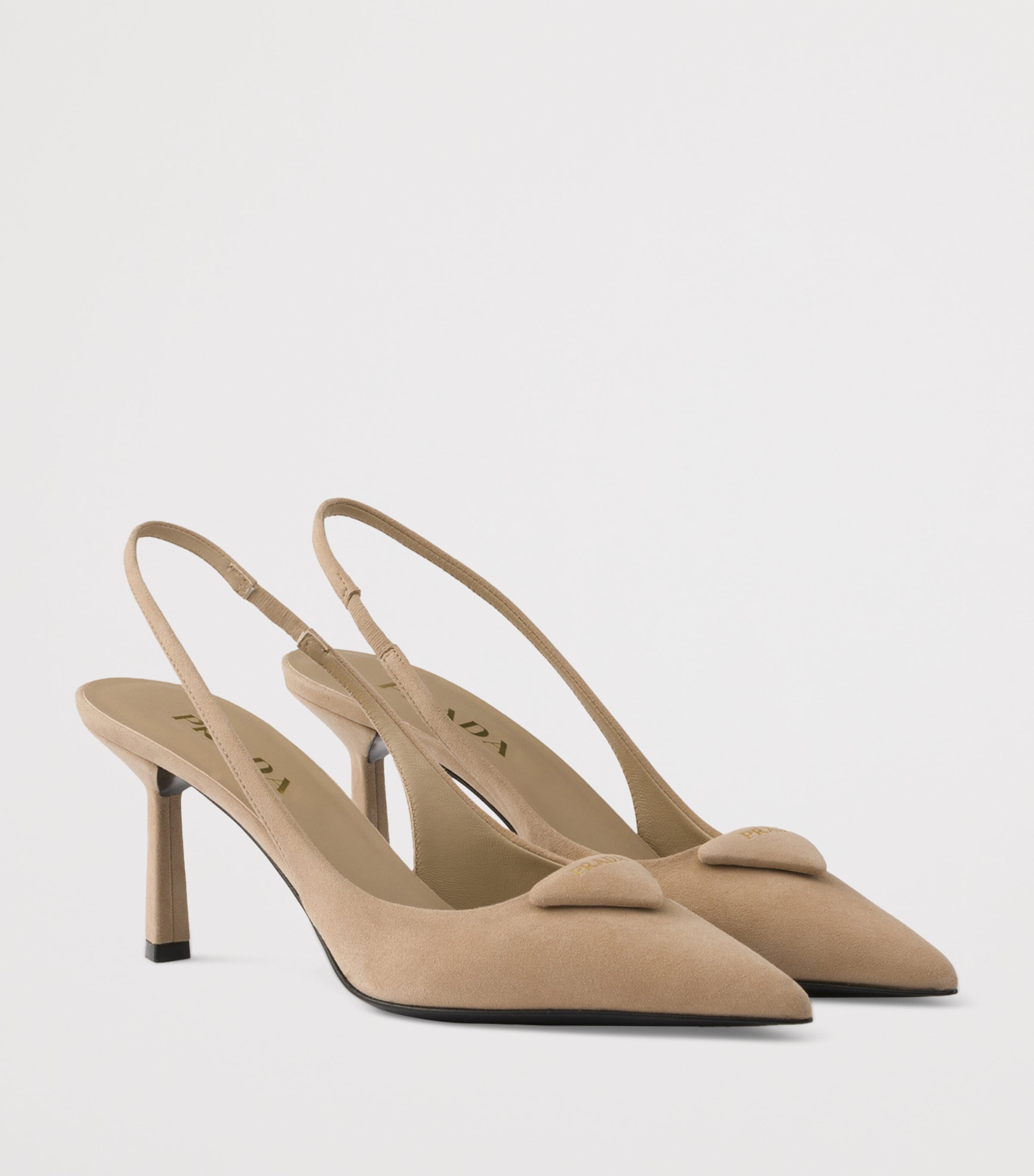 Prada Suede Slingback Pumps 75 Neutral Image 2