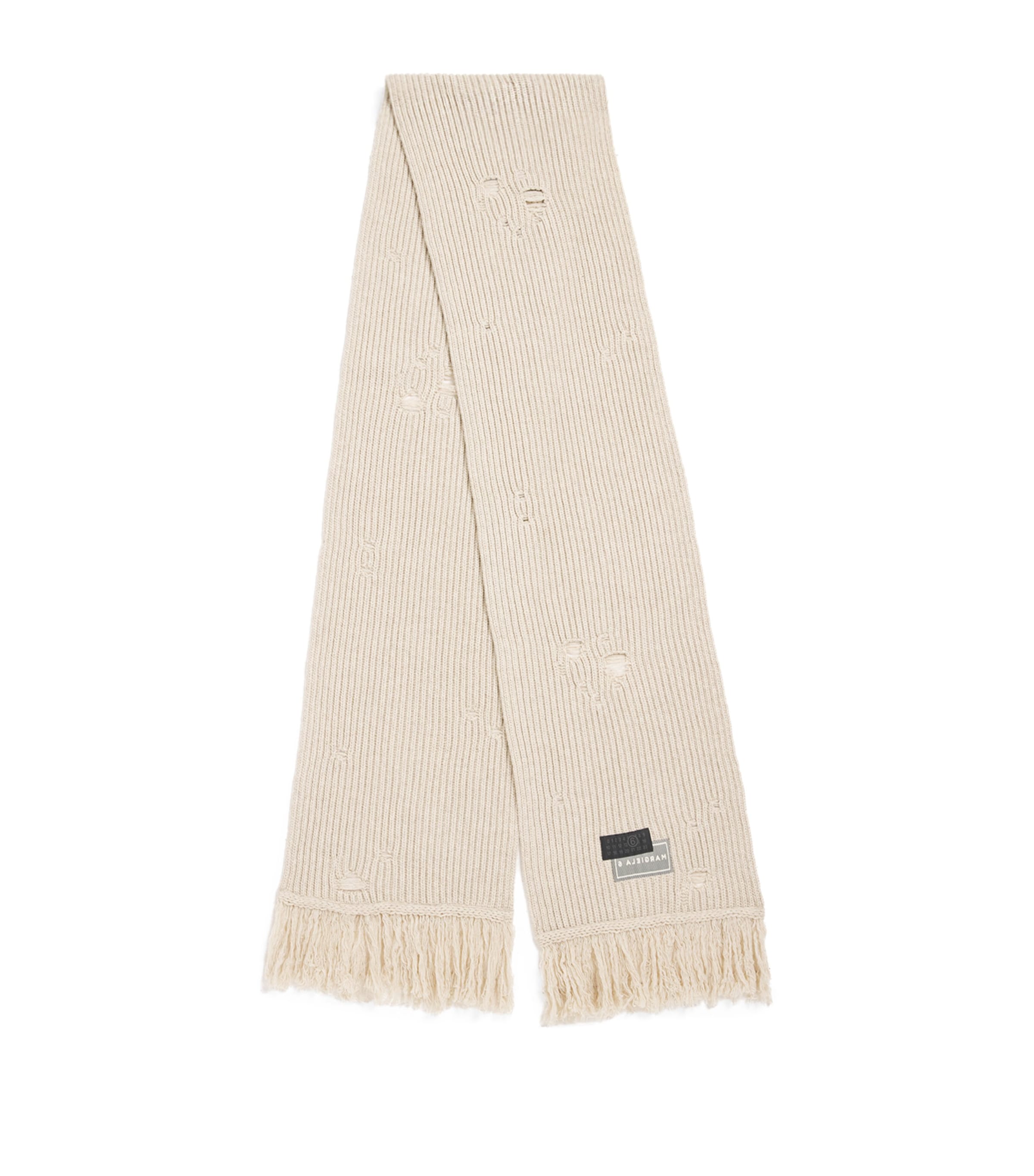 【関税込み】Scarf - MM6 Maison Margiela - Wool - Beige MM6 Maison Margiela Wool-Blend Distressed Scarf | Harrods DK