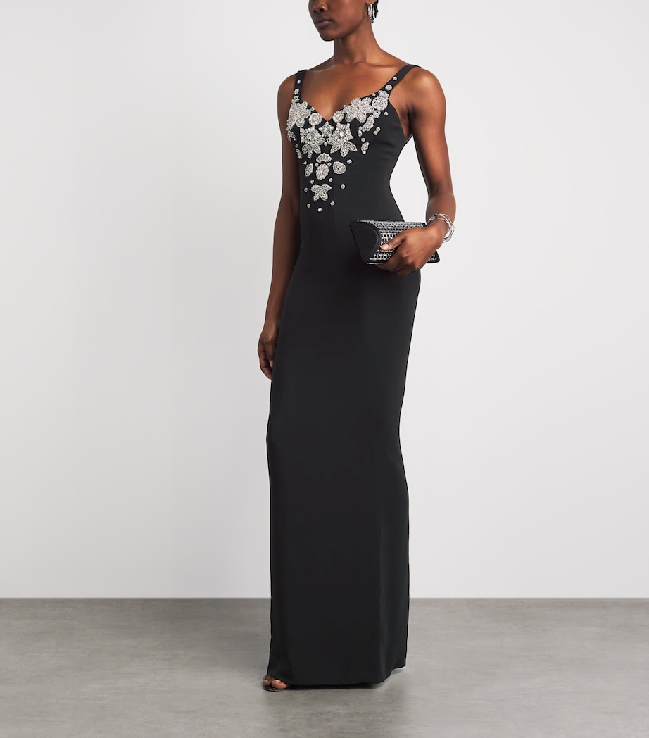Zuhair Murad Womens Cady Embellished Gown Black/silver Image 2