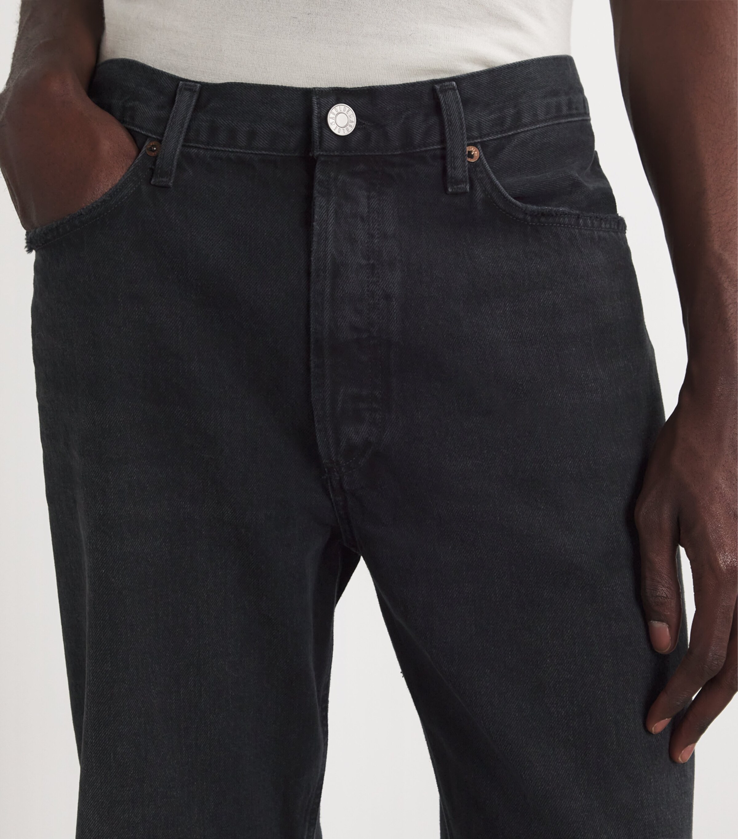 AGOLDE Mens 90's Straight Jeans Tar (washed Black) Image 6