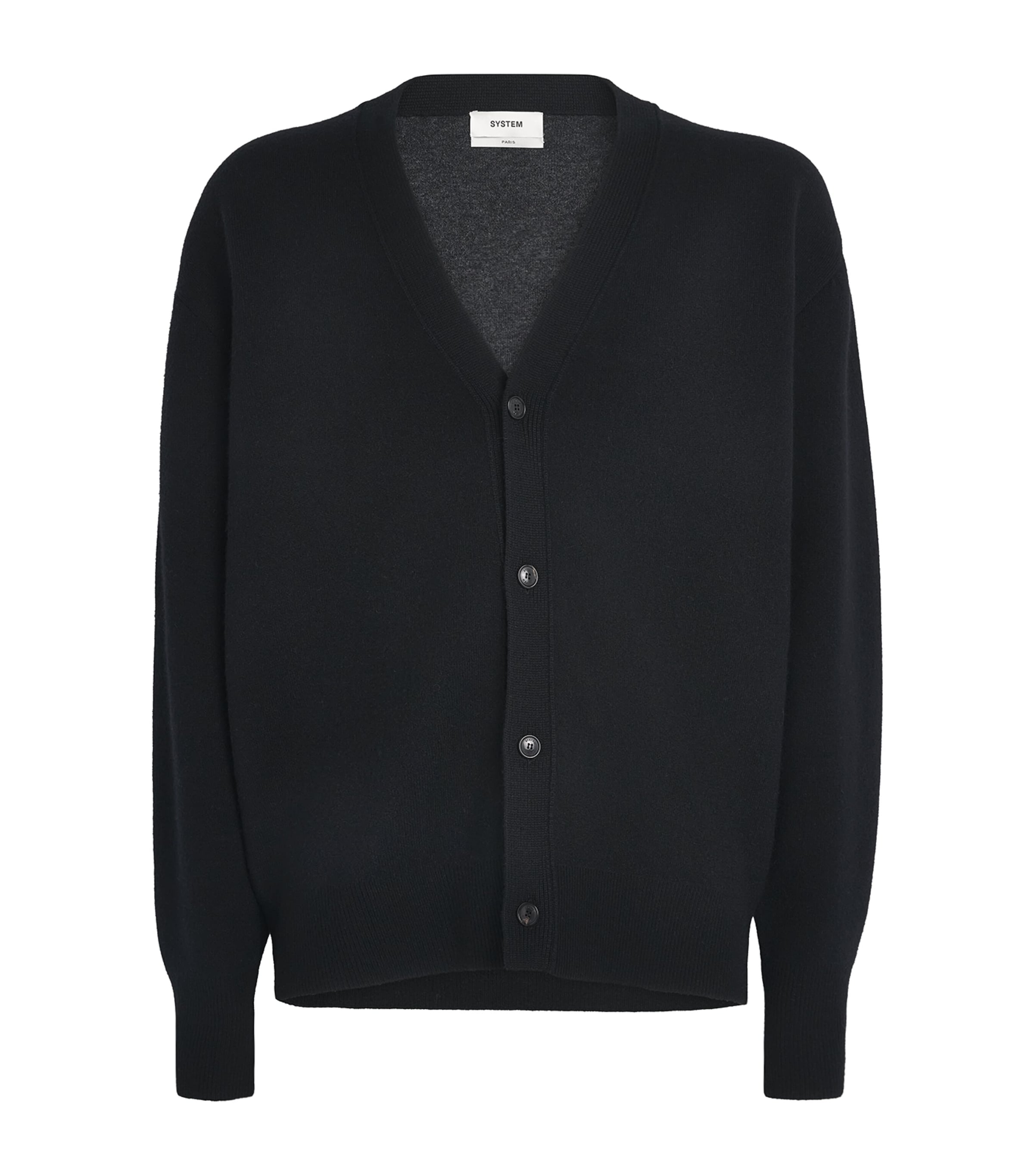 System Mens Wool-Cashmere Cardigan Black Image 1