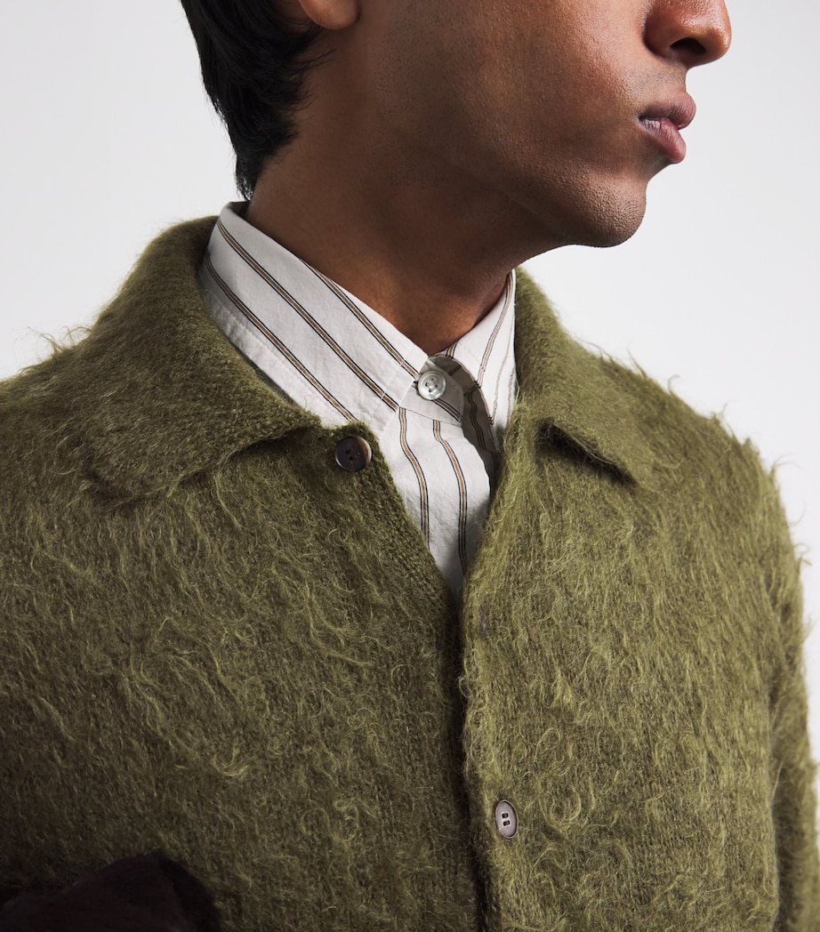Super Kid Mohair-Wool Brushed Polo Sweater OLIVE Image 6
