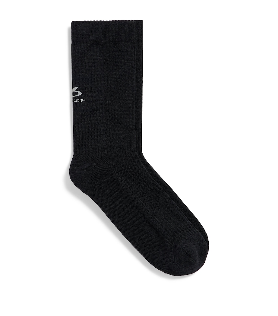 Balenciaga Womens Ribbed Logo Ankle Socks Image 1