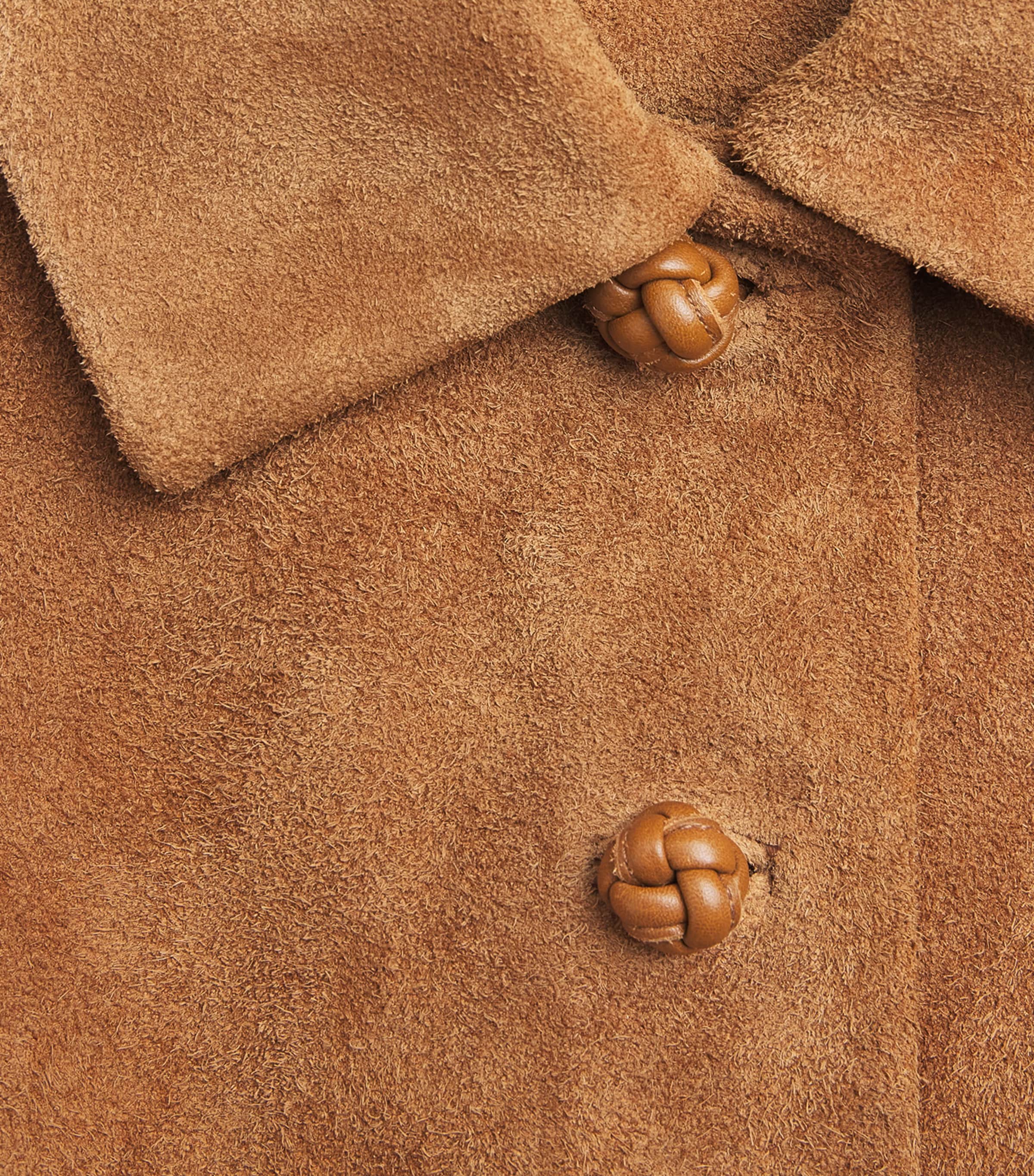 Róhe Womens Textured Suede Cropped Jacket Cognac Image 6