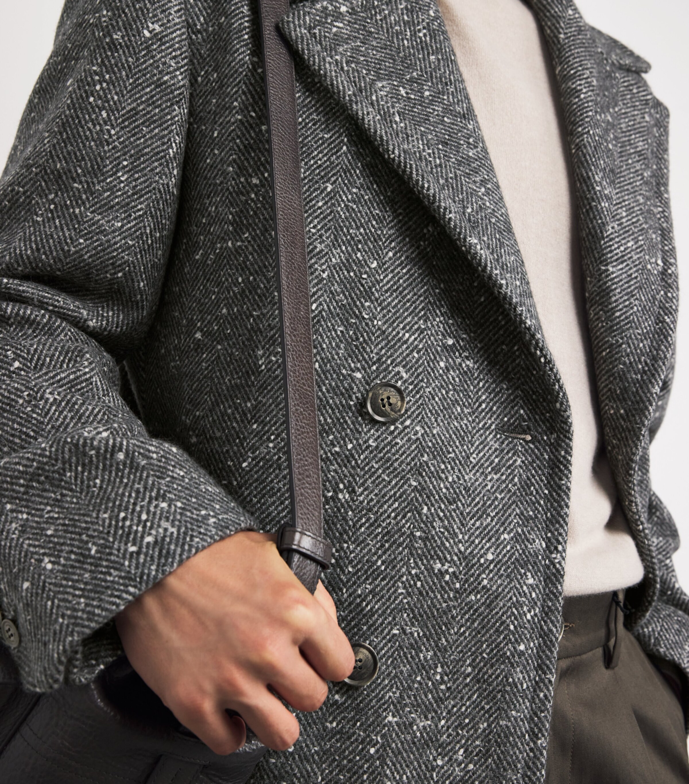 Cashmere Tweed Overcoat GREY Image 7