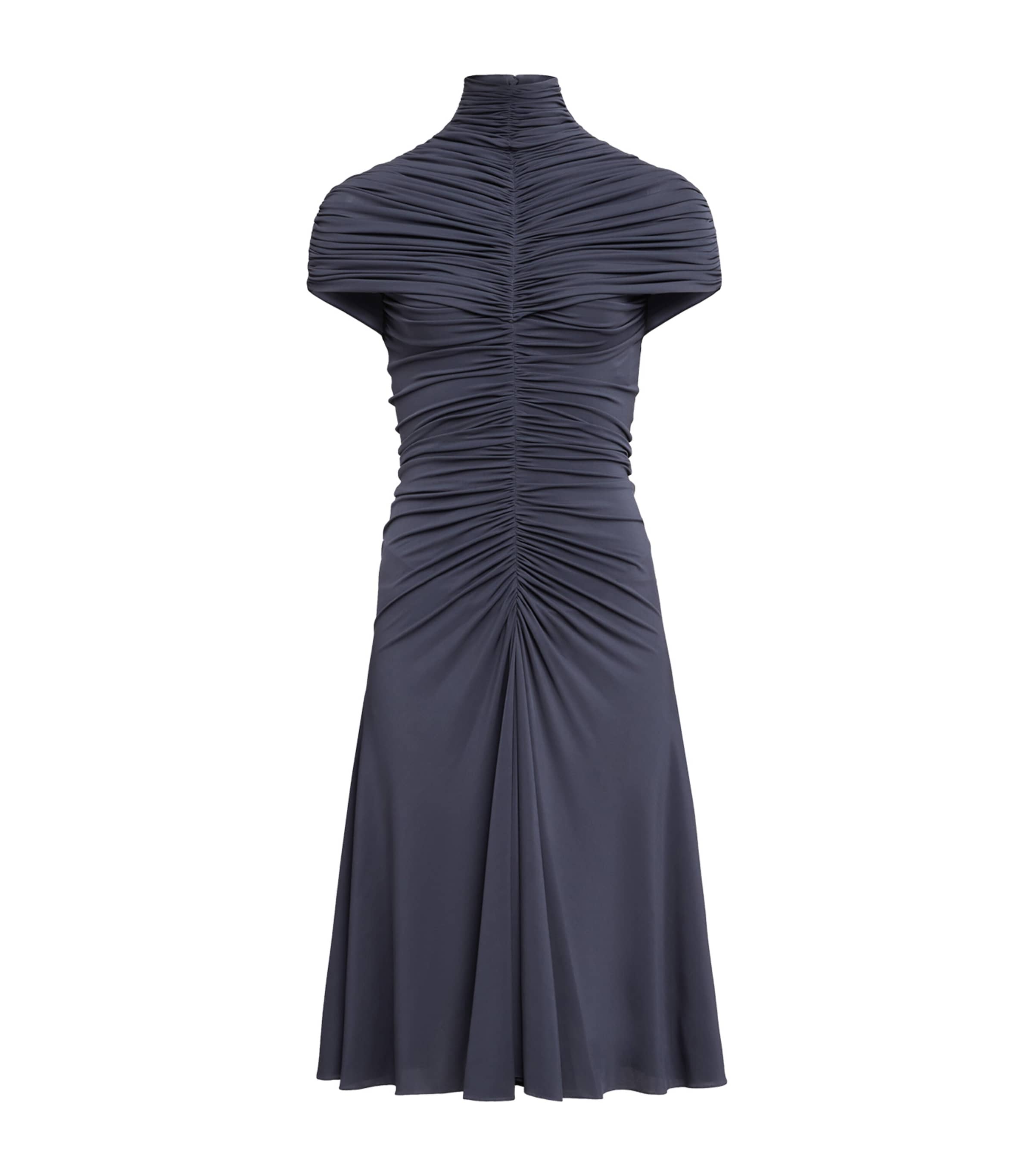 Alaïa Gathered High-neck Mini Dress In Black