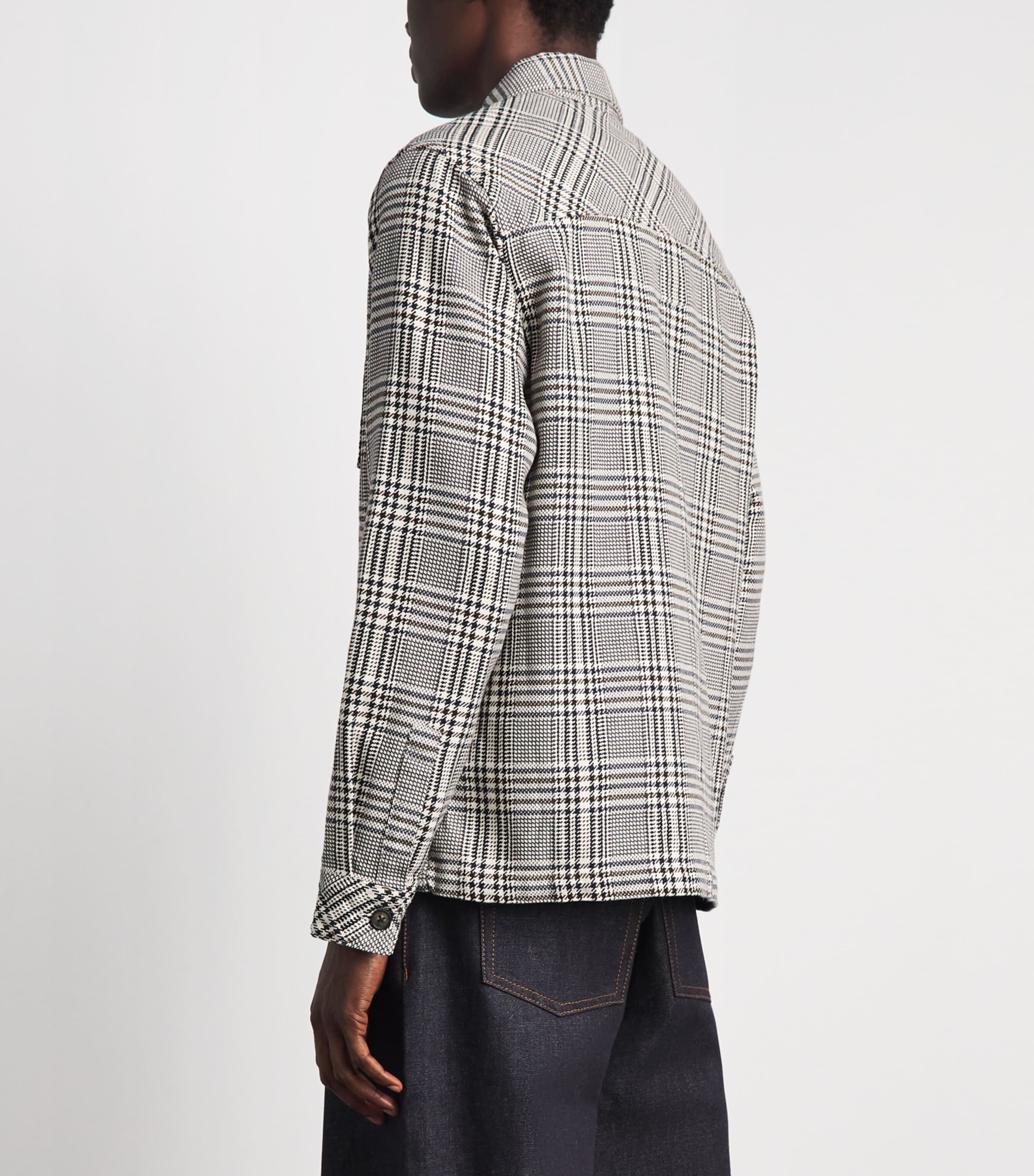 Barbour Mens Cotton Houndstooth Alderney Overshirt Whisper White Image 5