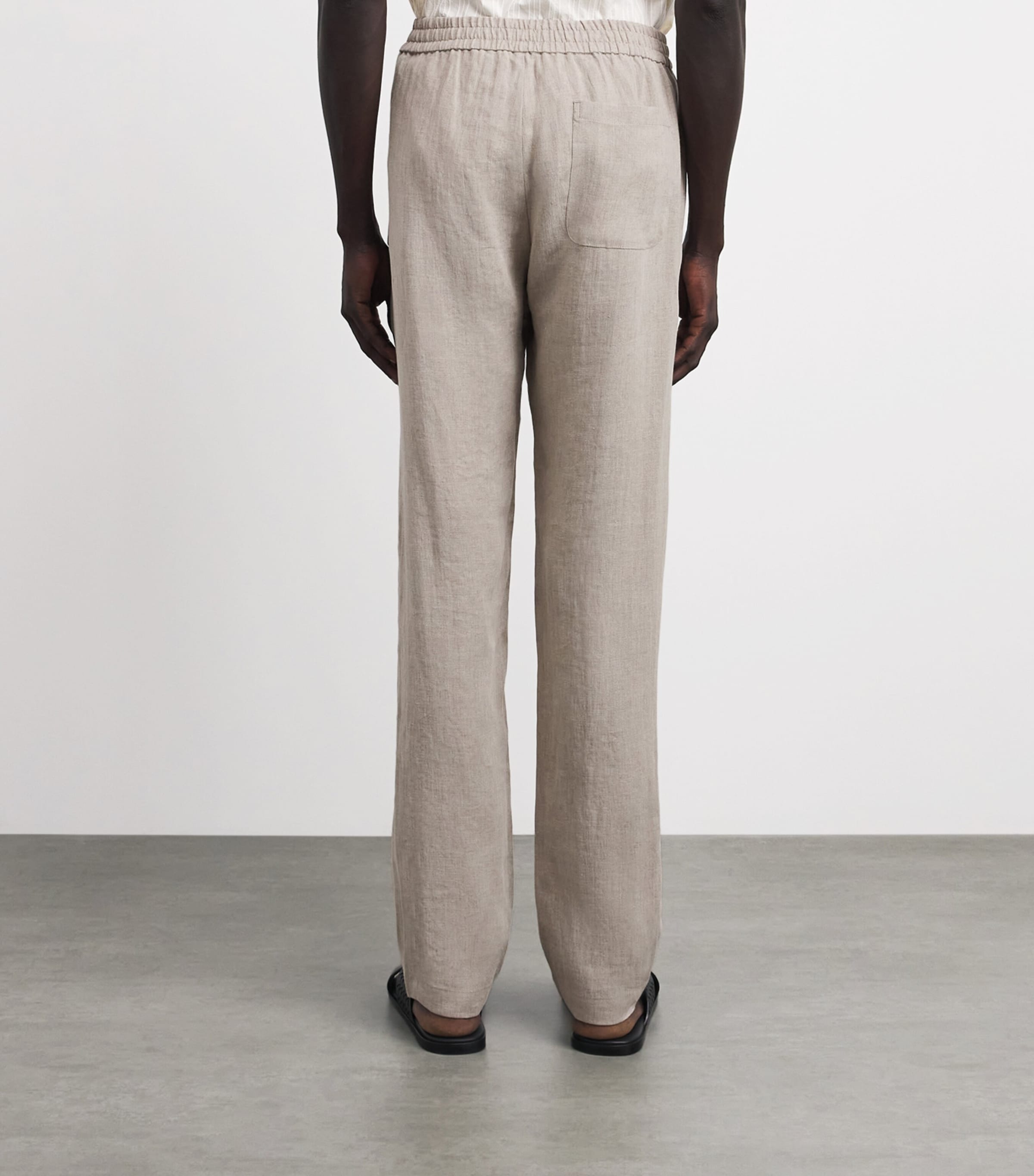 Sunspel Mens Linen Drawstring Trousers Brbd Sand Image 5