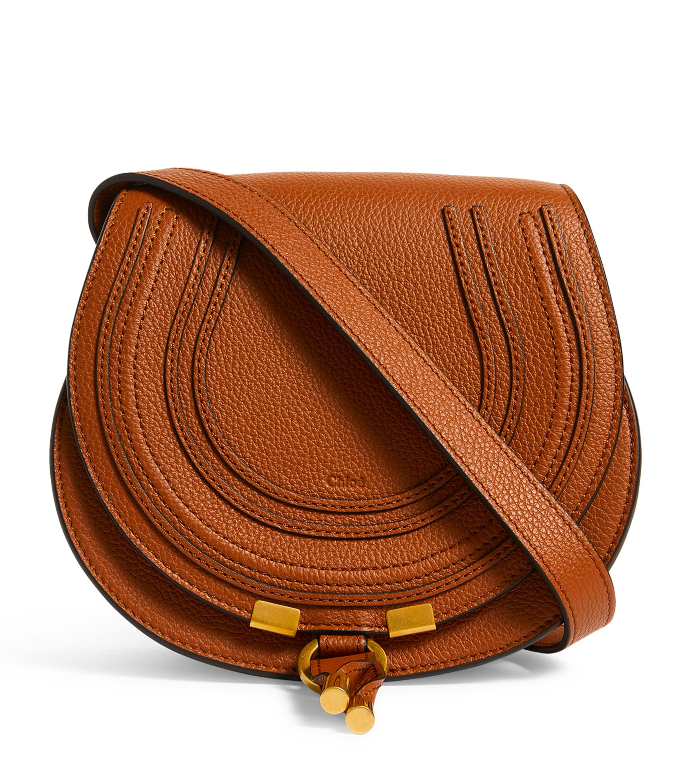 Small Leather Marcie Saddle Bag BAG TAN Image 1