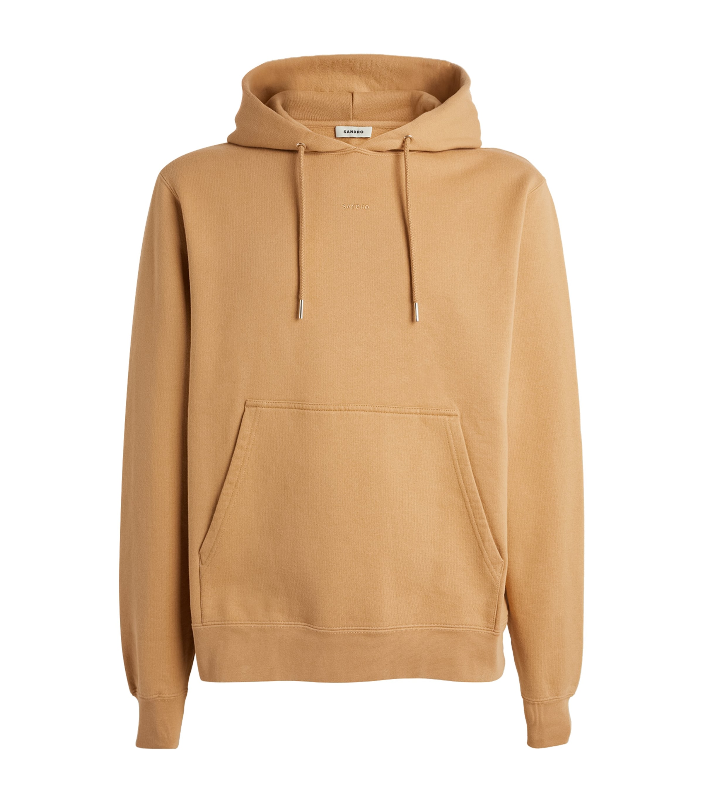 Sandro Logo-embroidered Cotton Hoodie In Brown