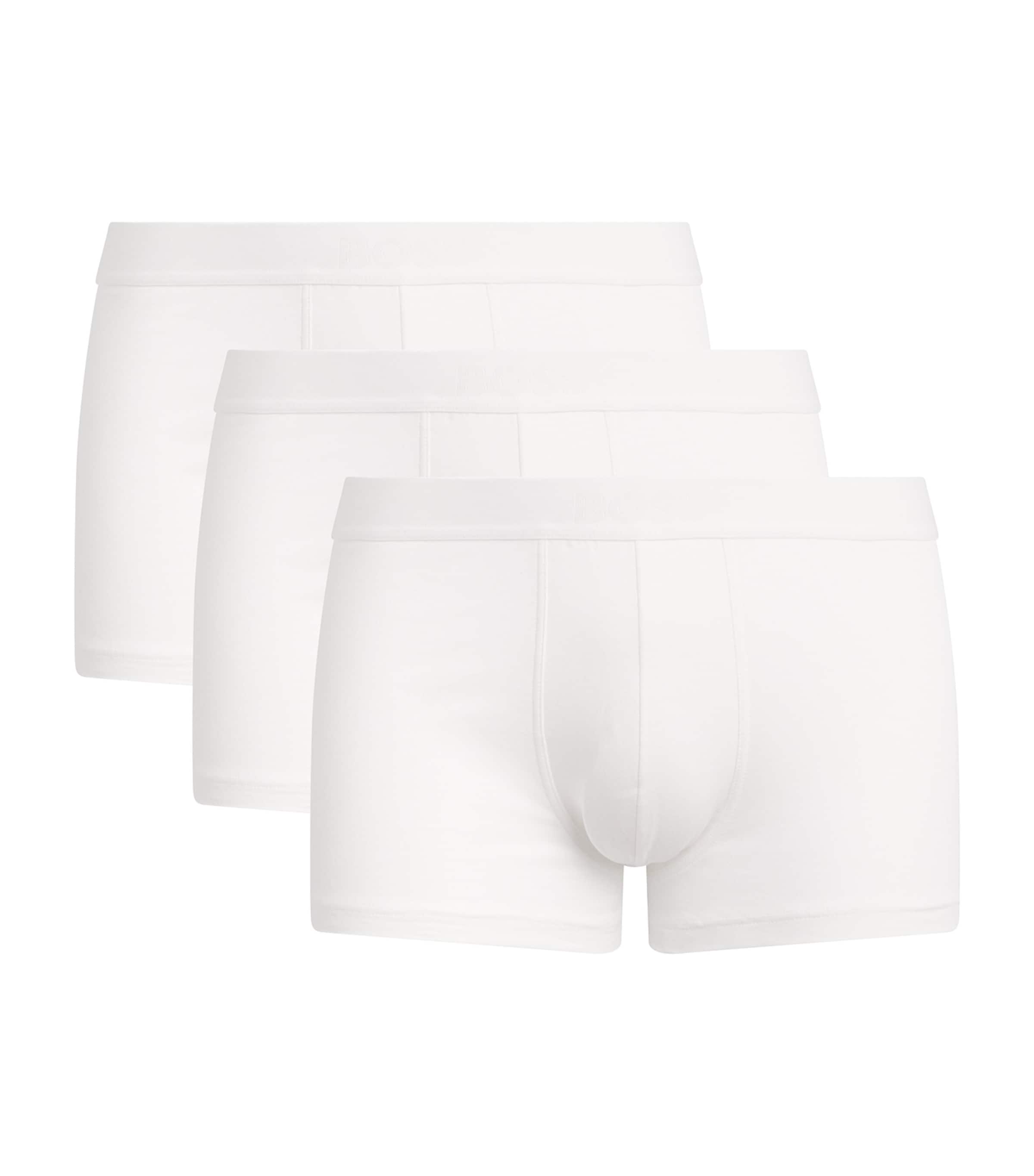 BOSS Mens Organic Cotton Stretch Boxers (Pack of 3) Open White Image 1