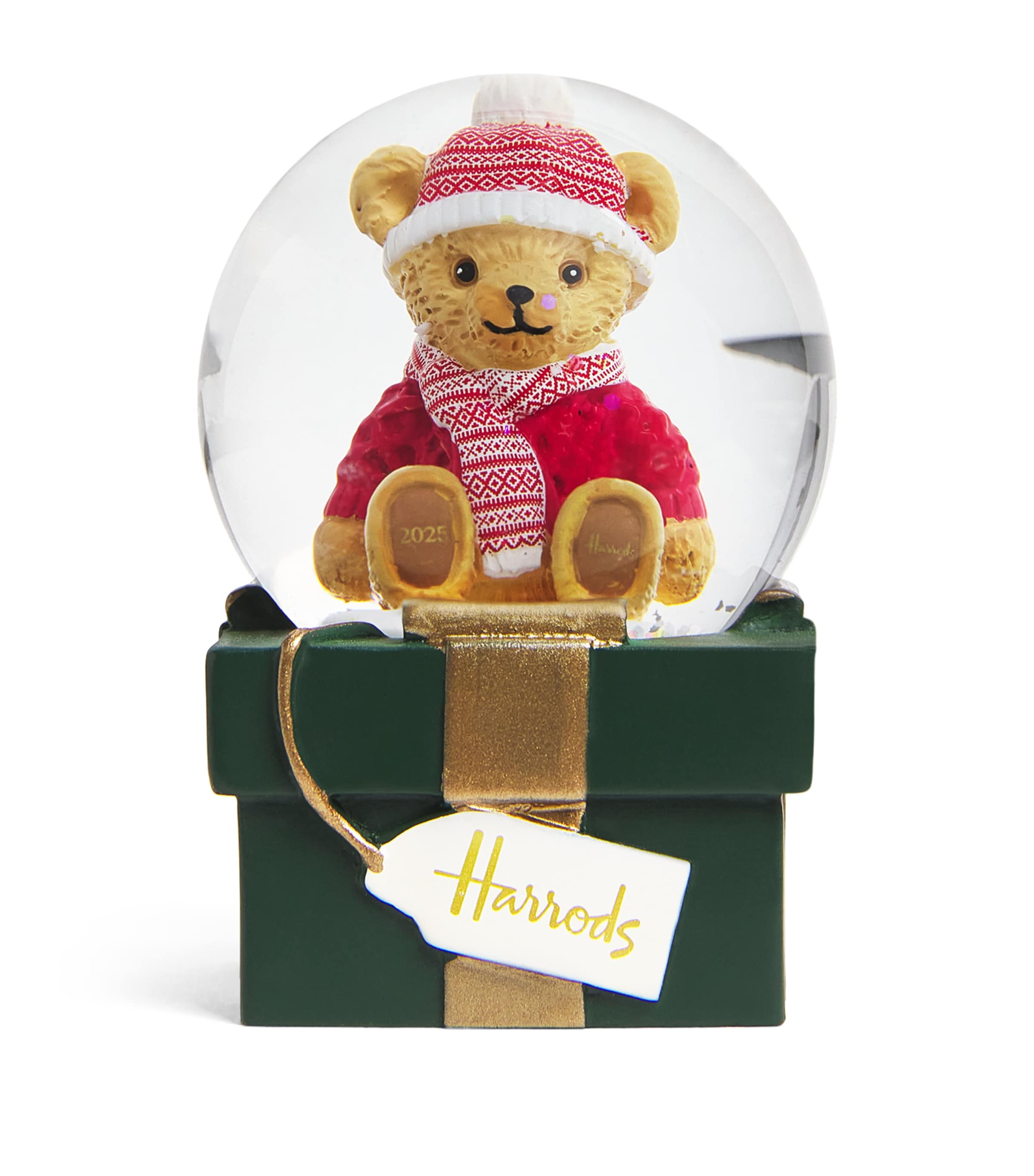 Harrods Mini Christmas Bear Snow Globe In Green