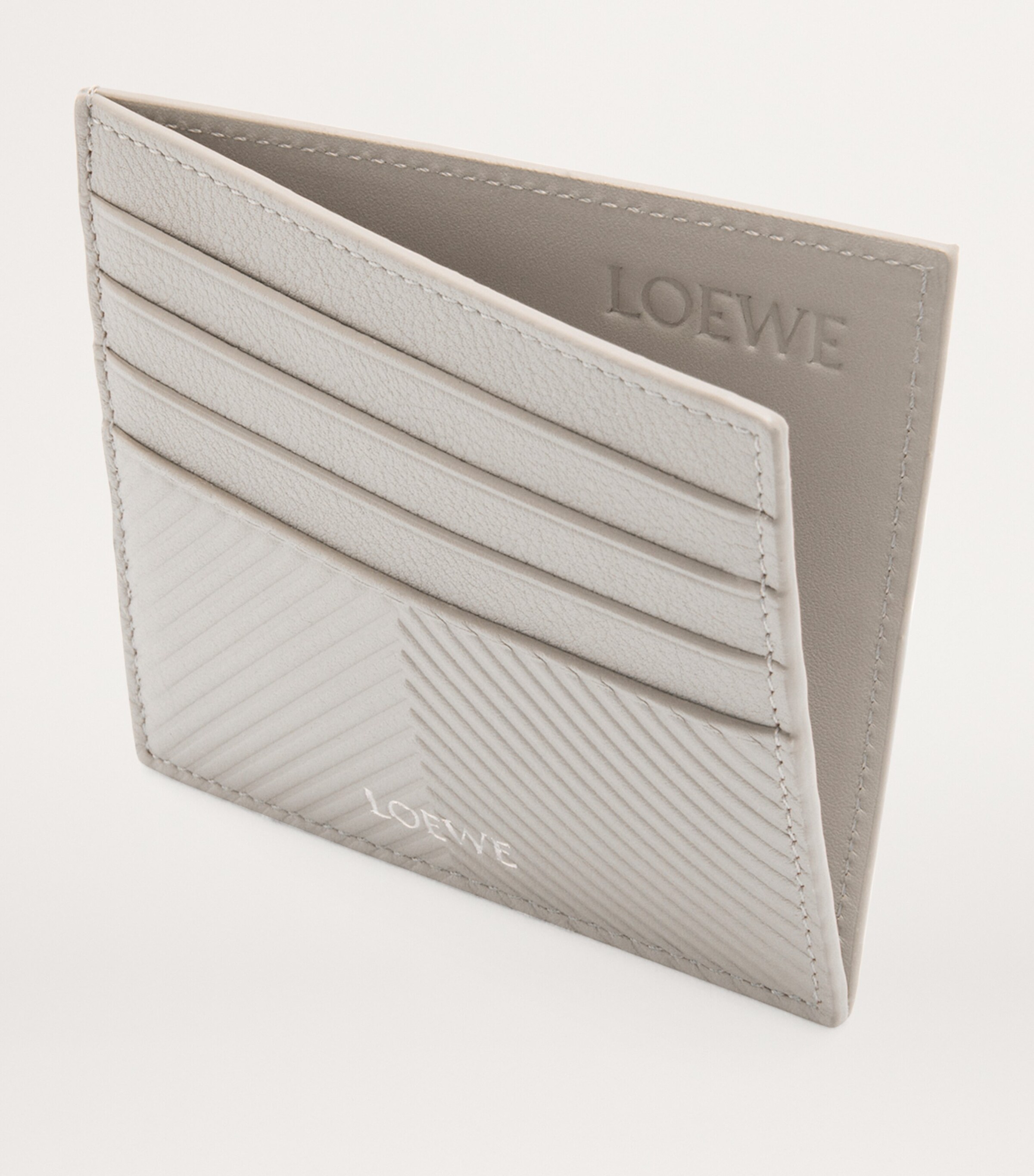 LOEWE Leather Open Card Holder Shell Grey Image 3