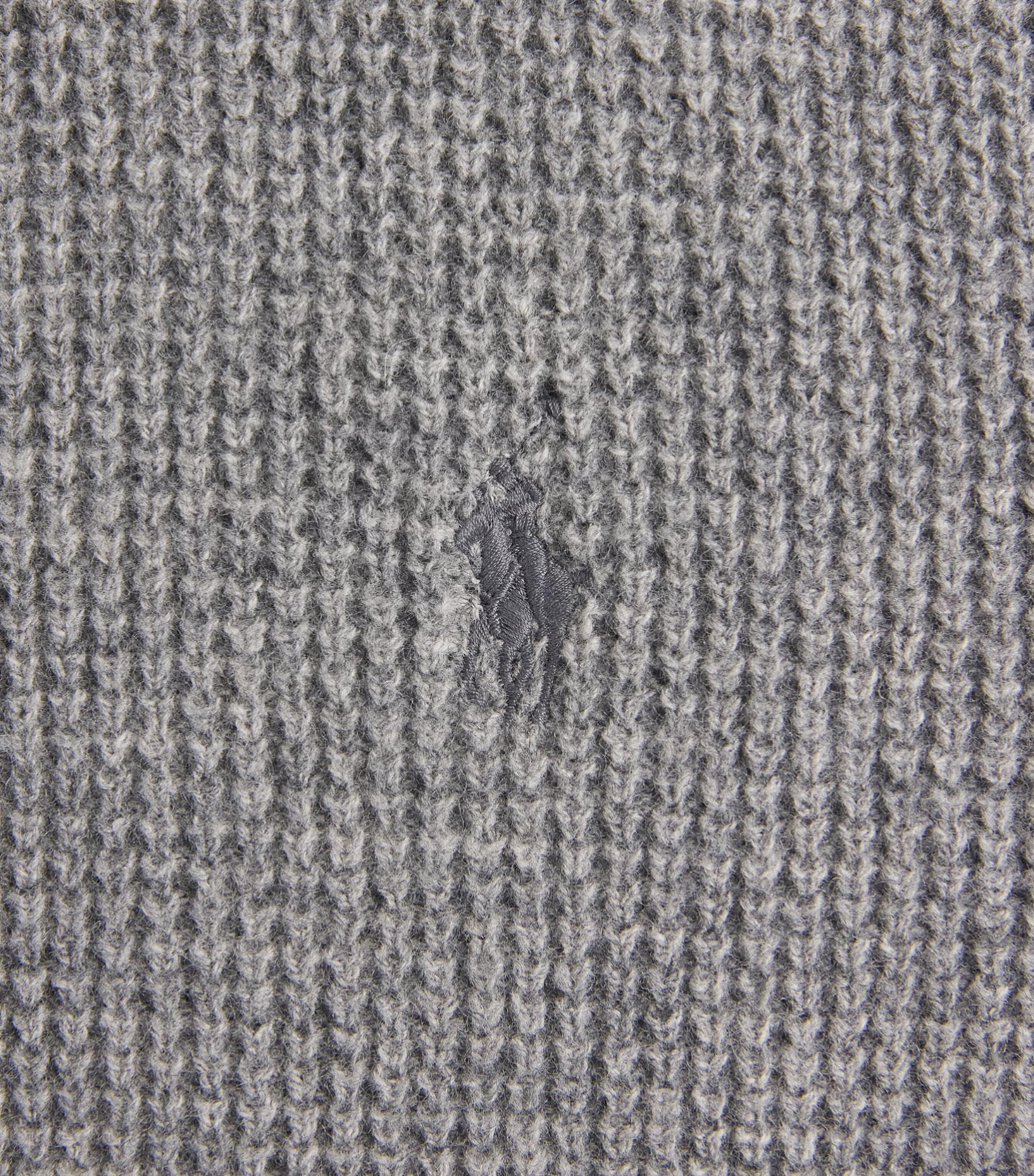 Polo Ralph Lauren Mens Wool-Cotton Waffle-Knit Zip-Up Hoodie Fawn Grey Heather Image 6