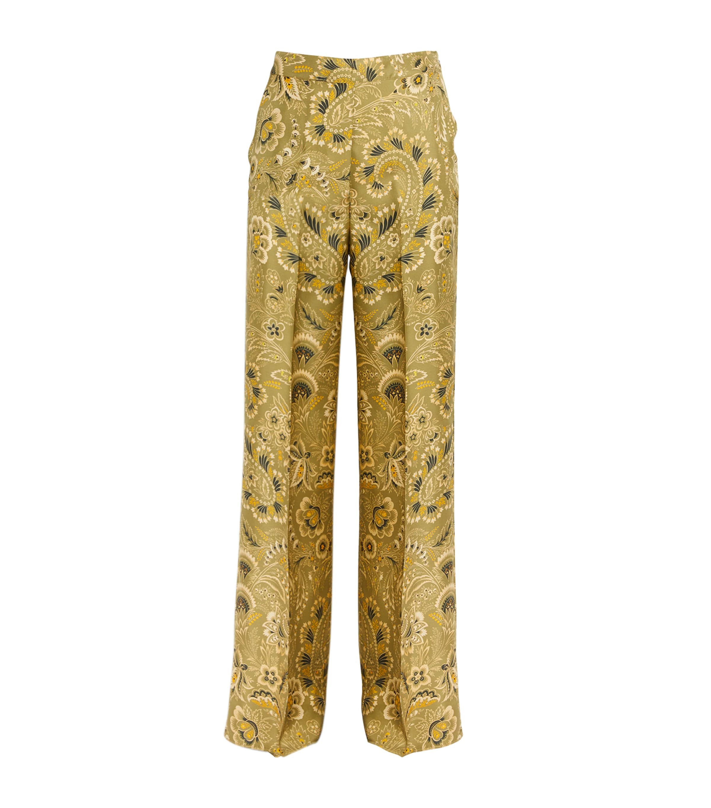 Etro Silk Straight-leg Trousers In Green